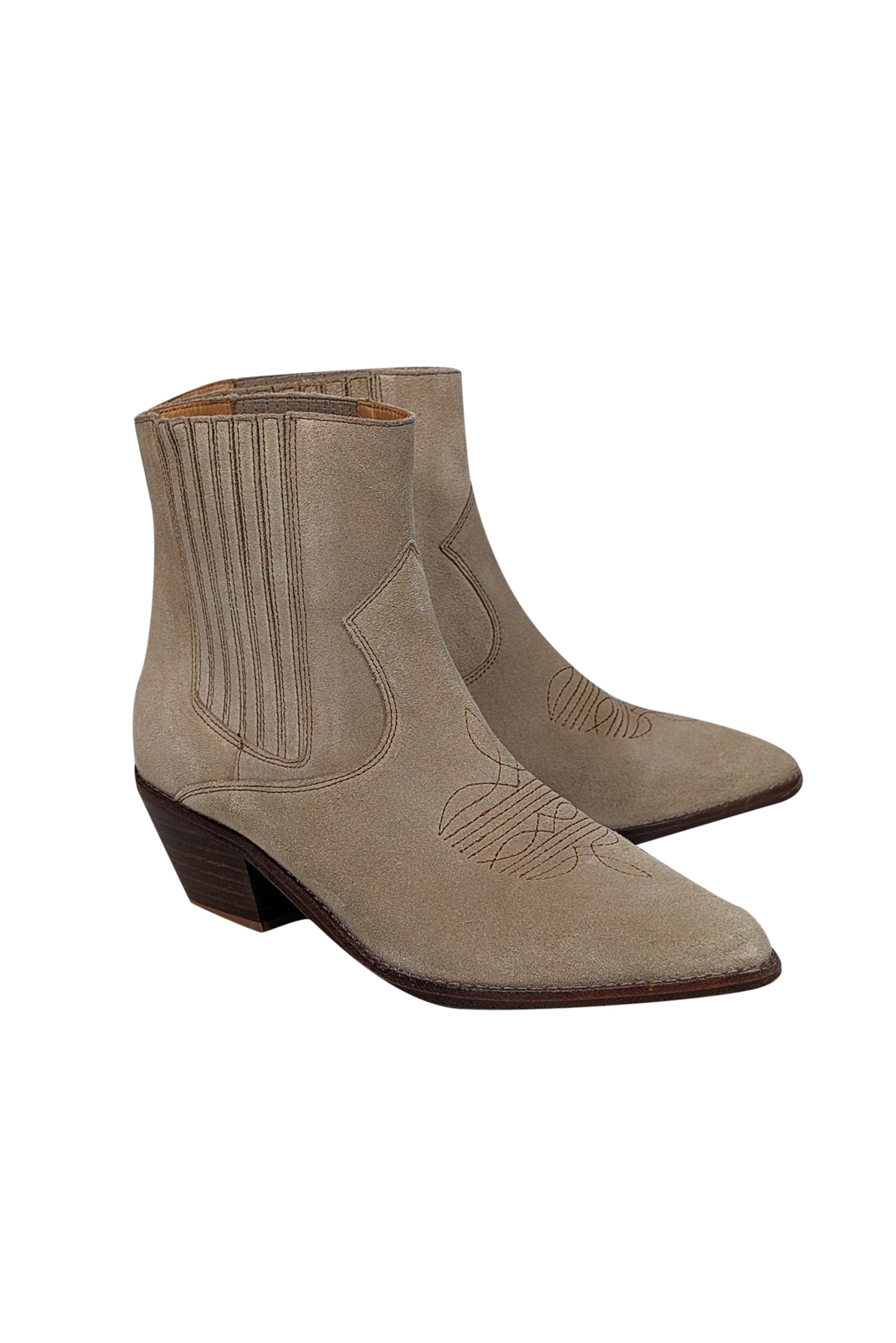 Zadig & Voltaire Beige Suede Western Short Boots - Size 8