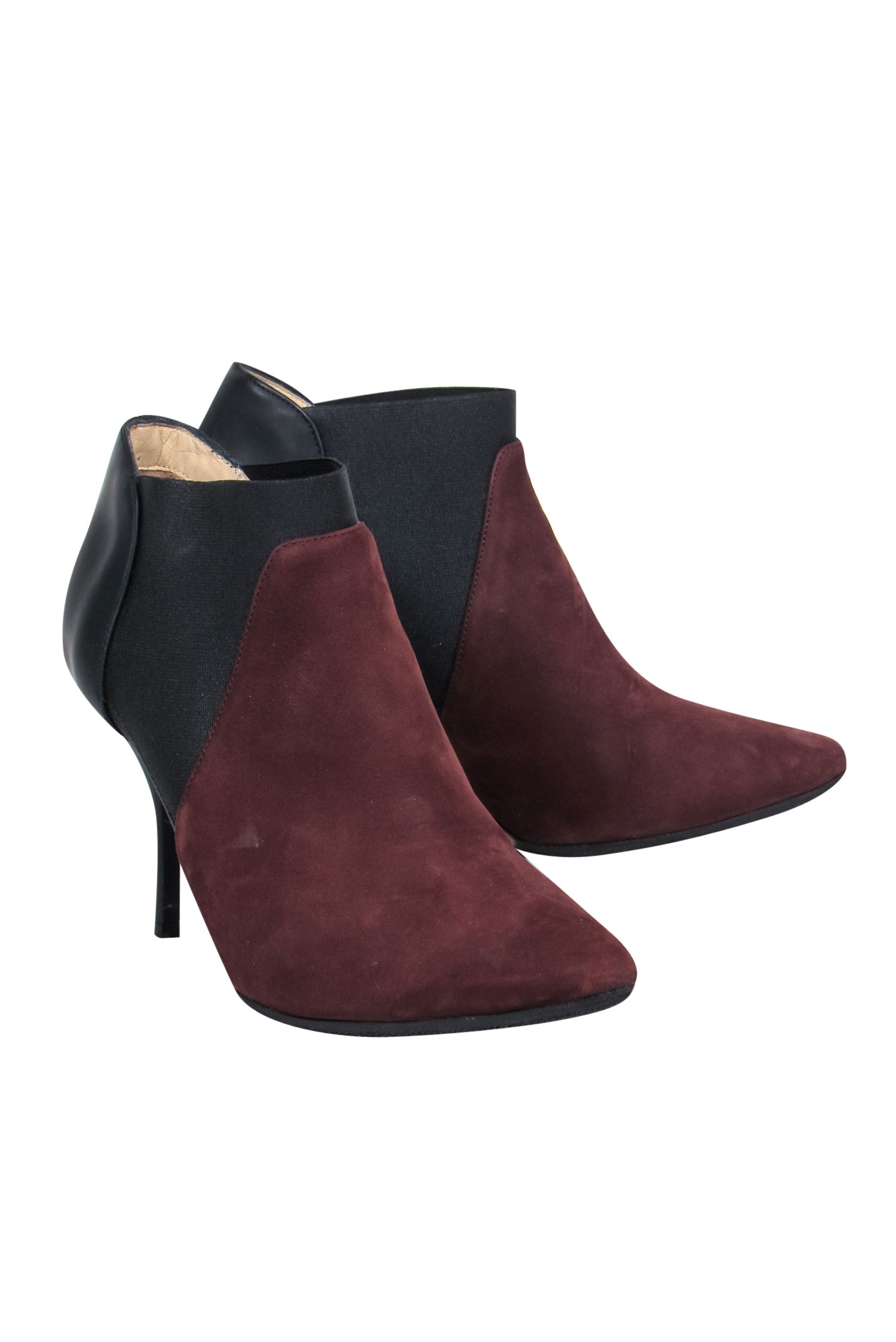 Jimmy Choo Cognac & Black Suede & Leather Low Cut Heeled Booties - Size 6.5 - Elevate Your Style!