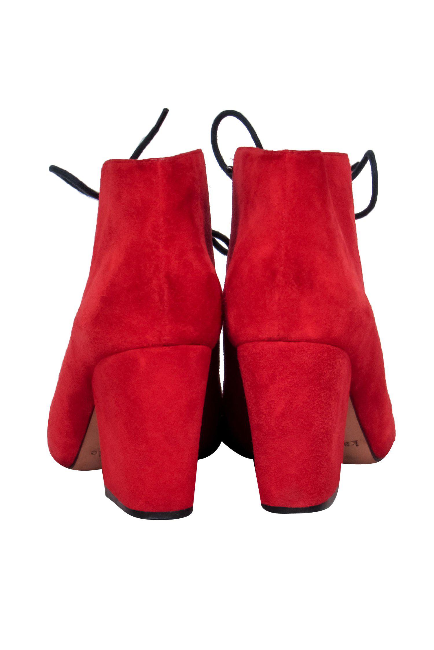 Kate Spade Red Suede 'Roger' Lace-Up Ankle Booties - Size 7.5