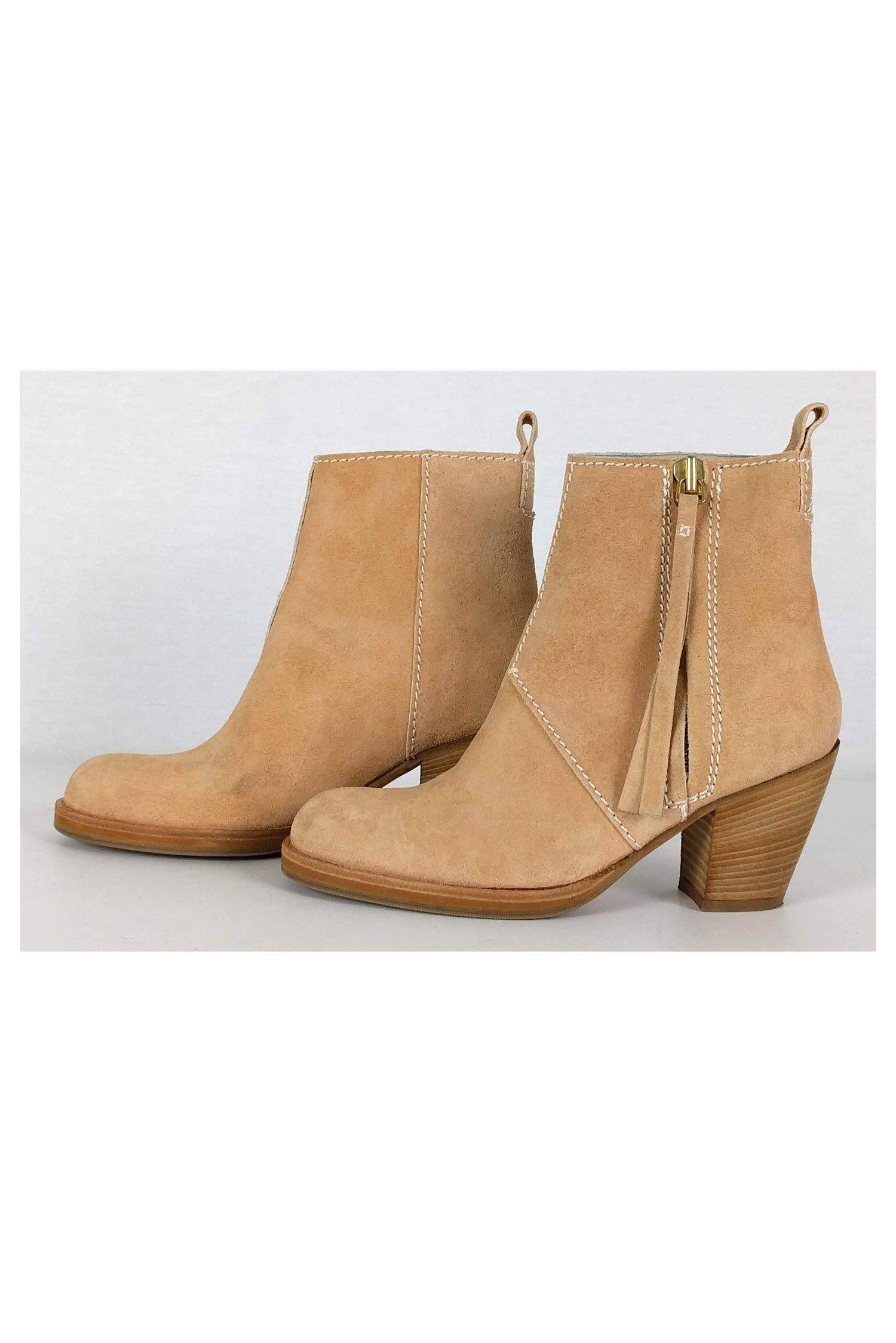 Acne Beige Suede Stacked Booties - Size 5 - Fashion Essential!