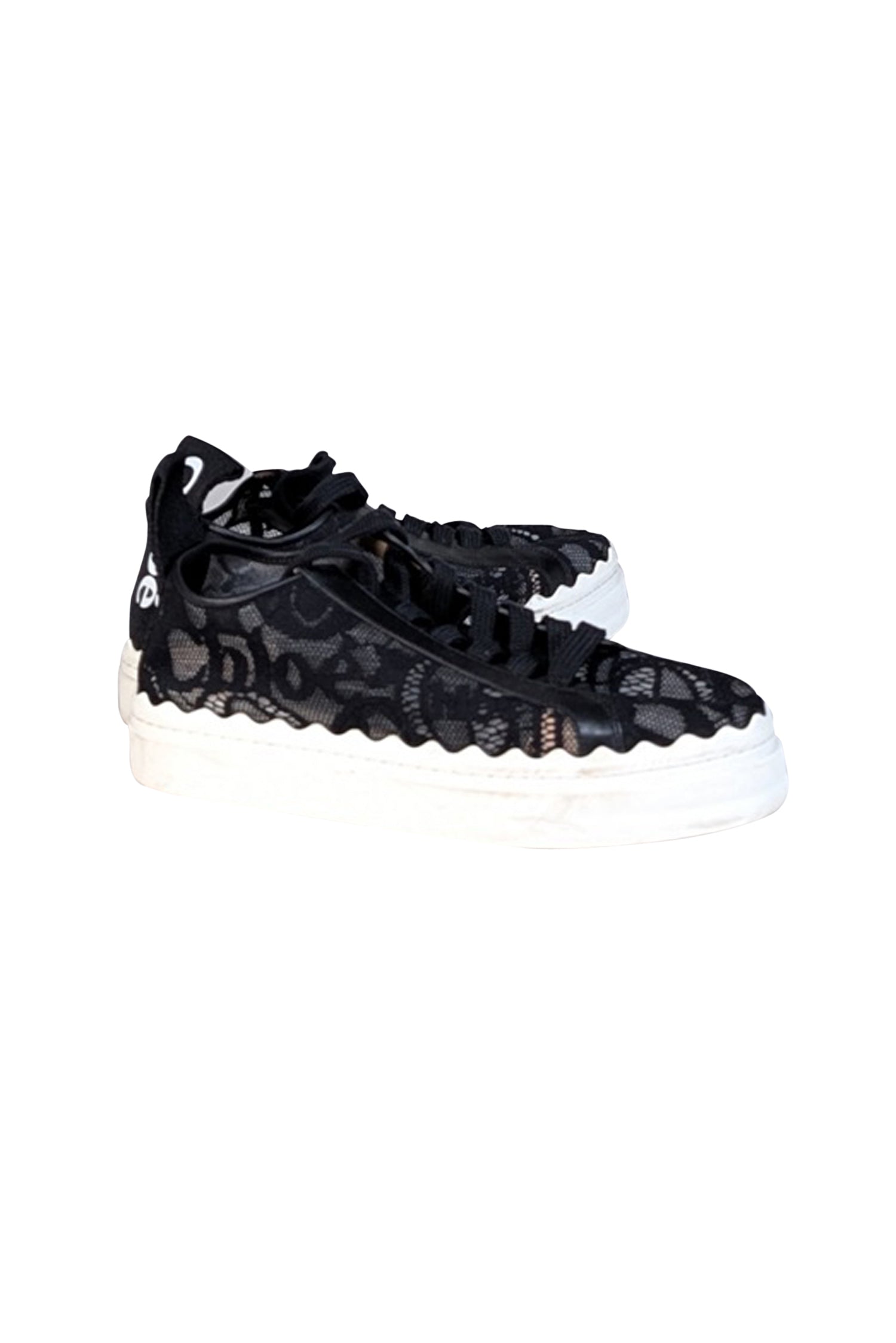 Chloe Black Lace-Up Sneakers - Size 8: Flirty and Stylish!