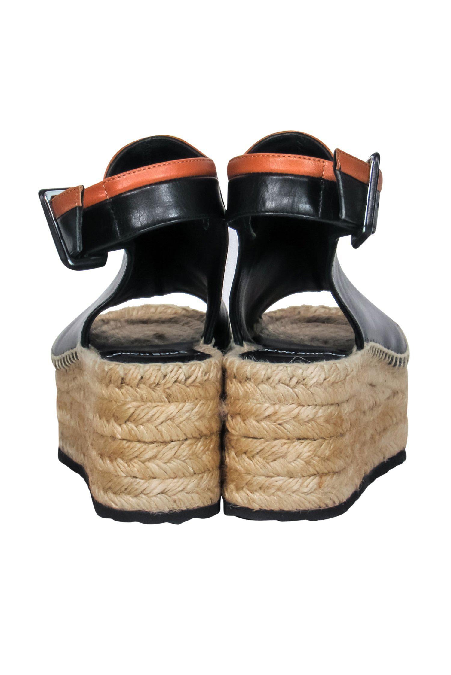 Pierre Hardy - Stunning Black & Brown Leather Woven Platform Peep Toe Espadrilles, Size 6