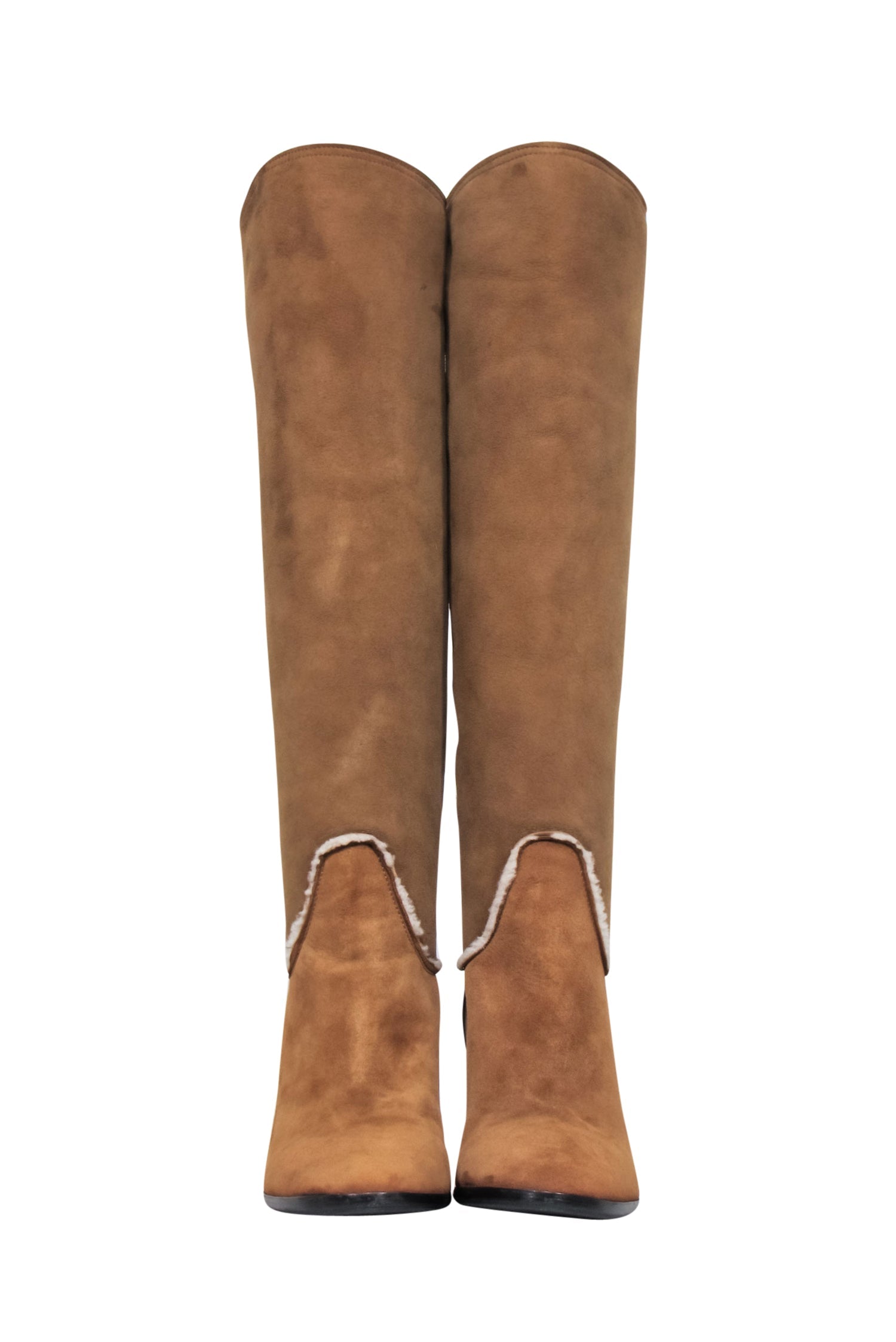 Lanvin Tan Shearling-Lined Wedged Boots - Size 9 - Stay Stylish in the Cold!