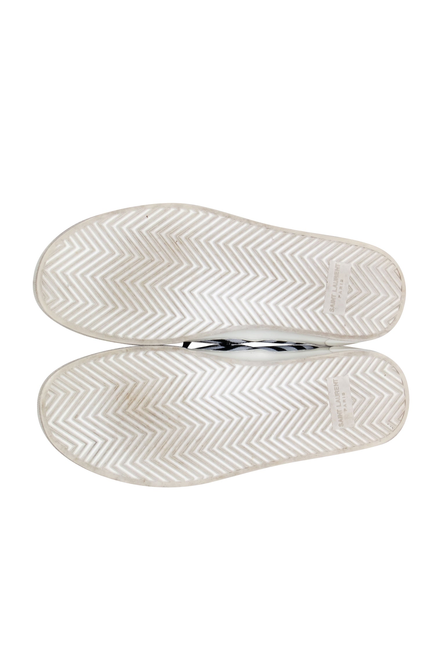 Saint Laurent Black & White Stripe Low Top Sneakers - Size 7.5