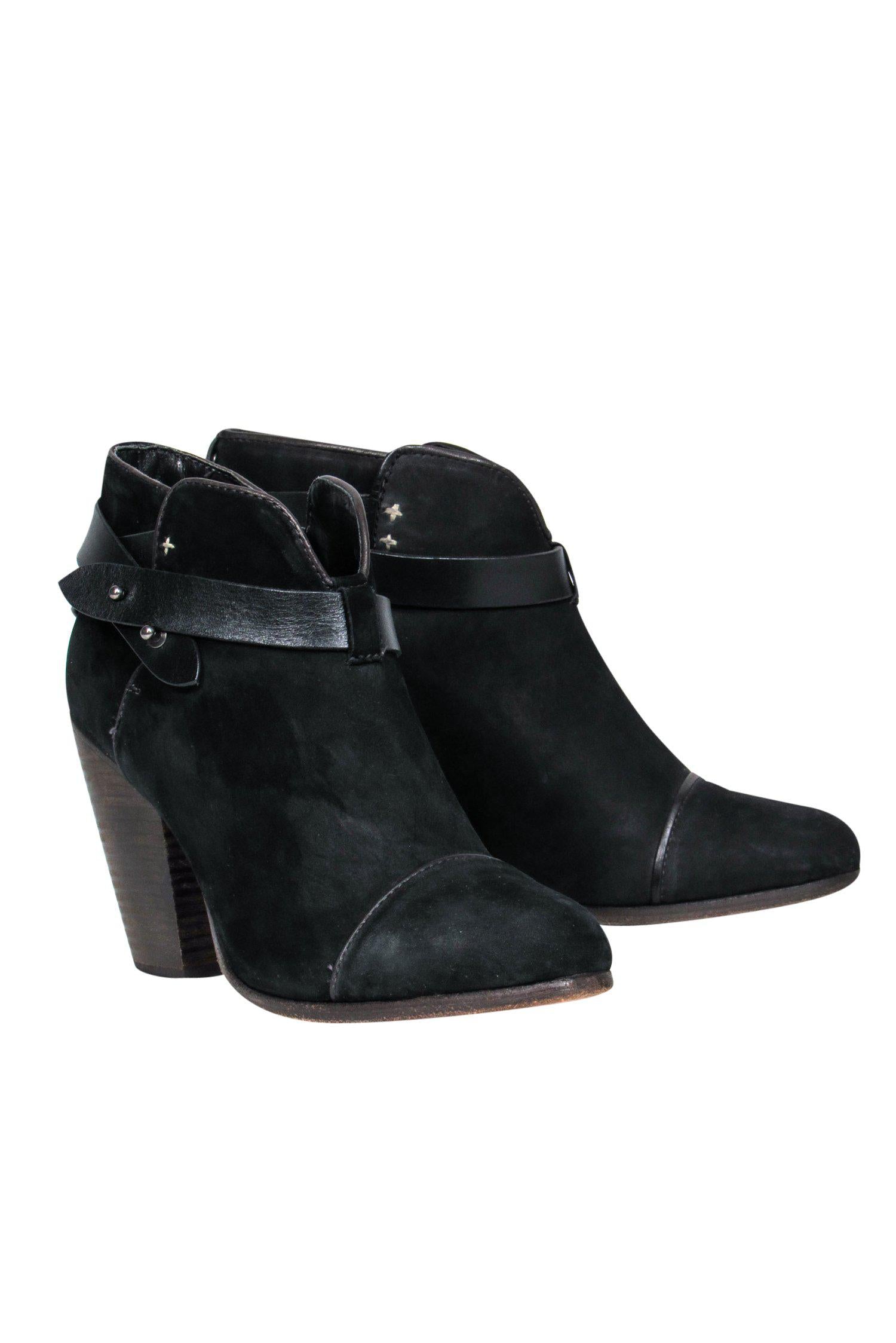Rag & Bone Black Suede Harrow Heeled Booties - Size 10: A Must-Have for Cold Weather!