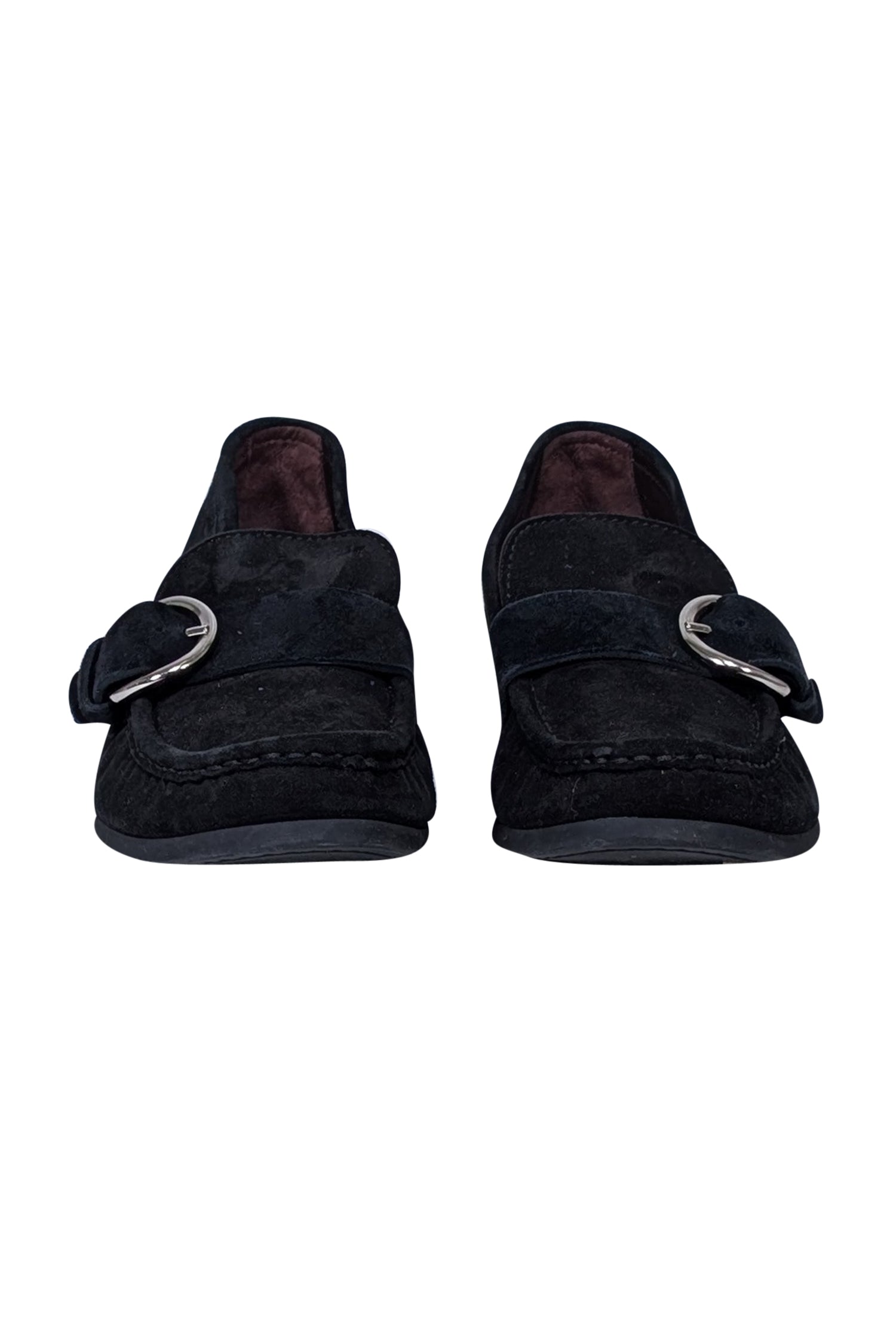 AGL Black Suede Buckle Front Flats - Size 9: Timeless Office Style