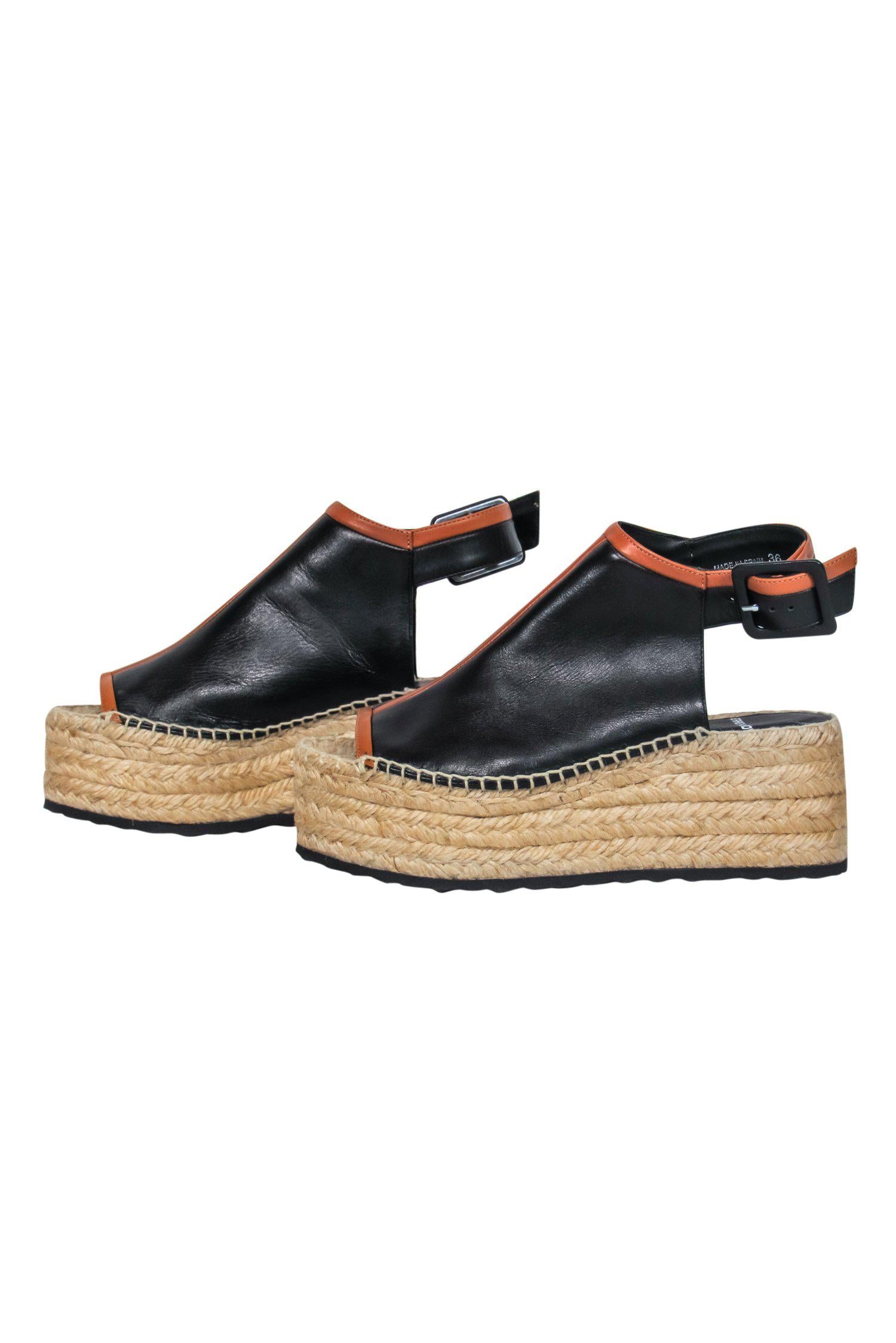 Pierre Hardy - Stunning Black & Brown Leather Woven Platform Peep Toe Espadrilles, Size 6
