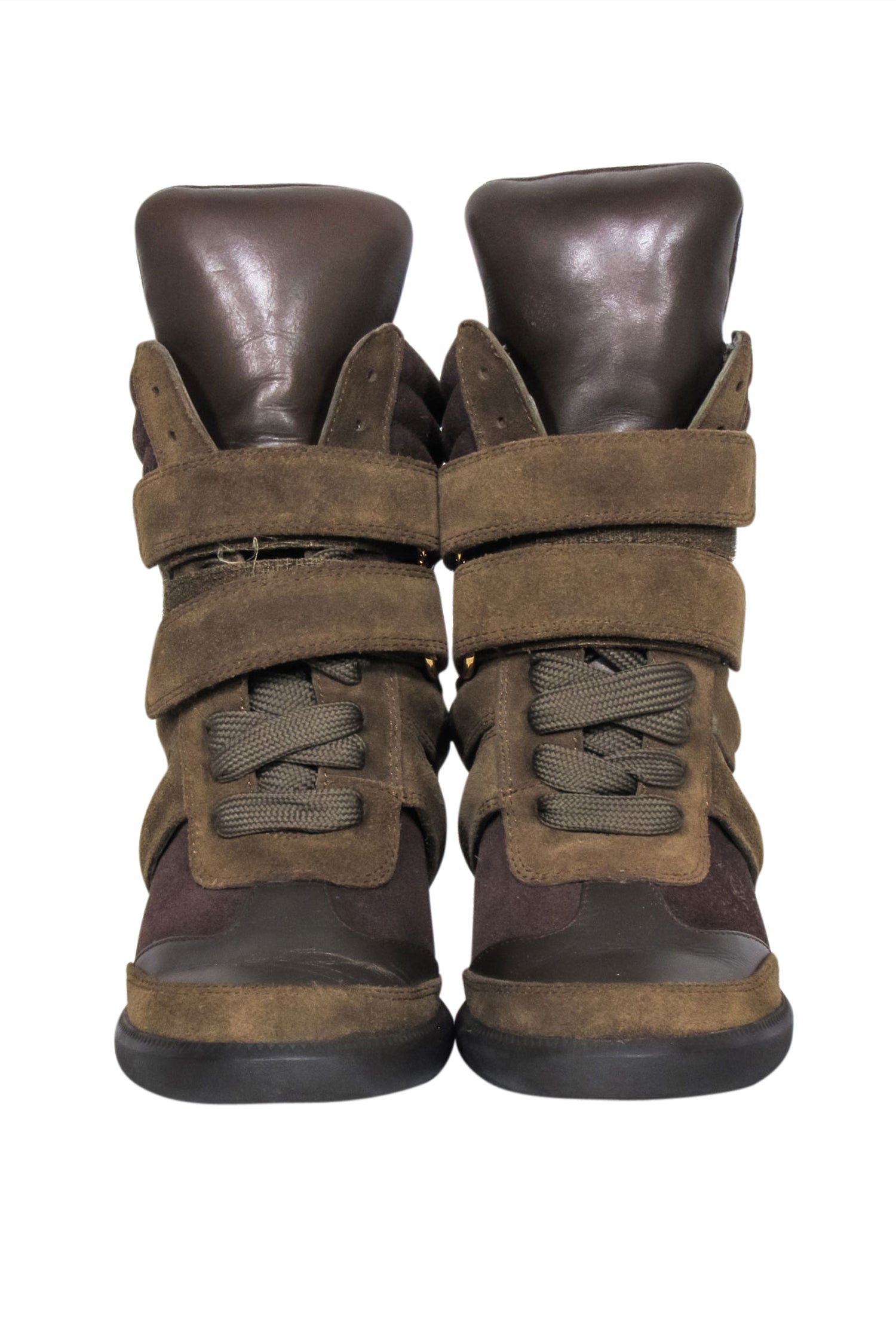 Monika Chiang Olive Green Suede Wedge Sneakers - Size 6