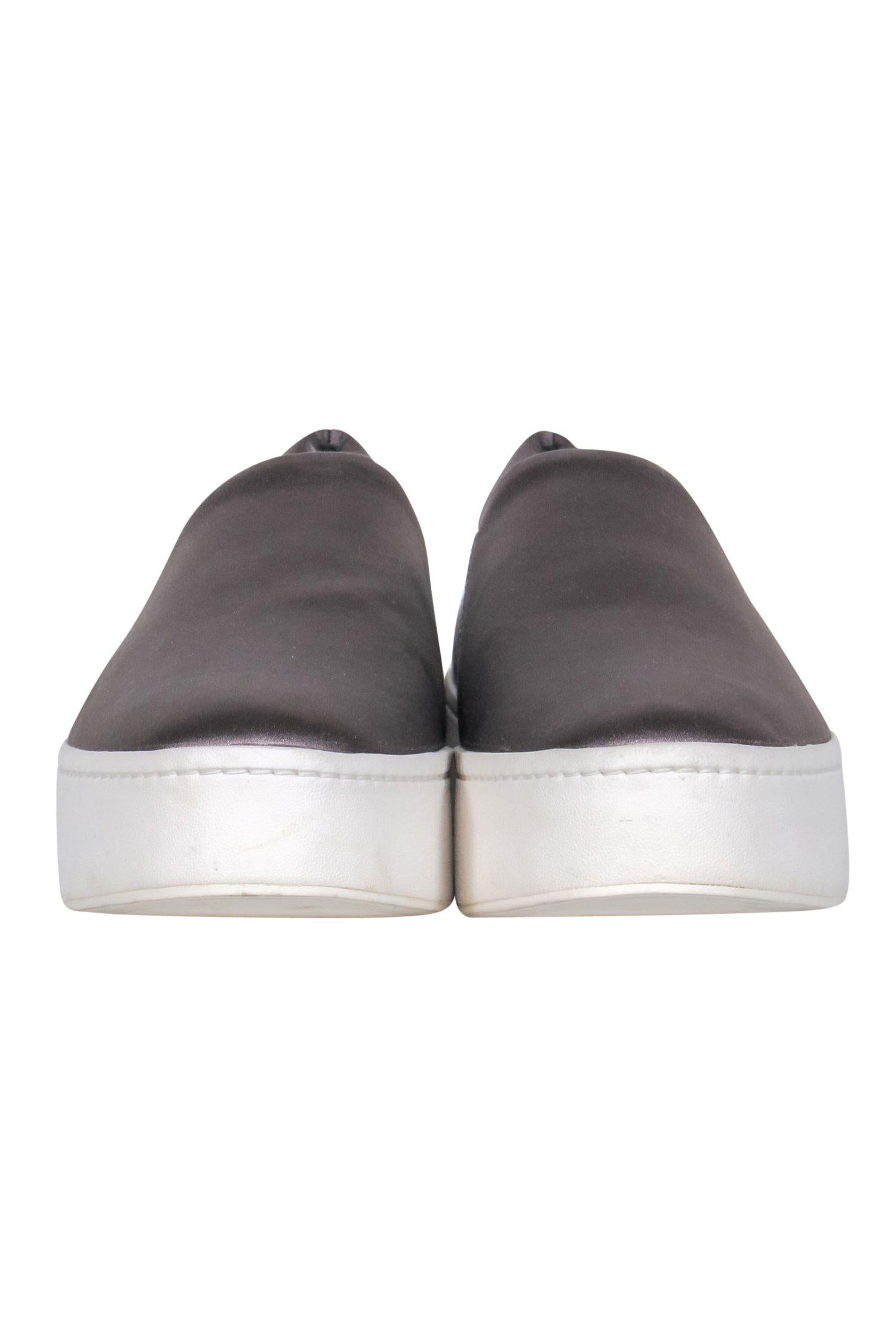 Vince Grey Satin Slip-On Platform Sneakers - Size 7: Sporty Chic for Weekends