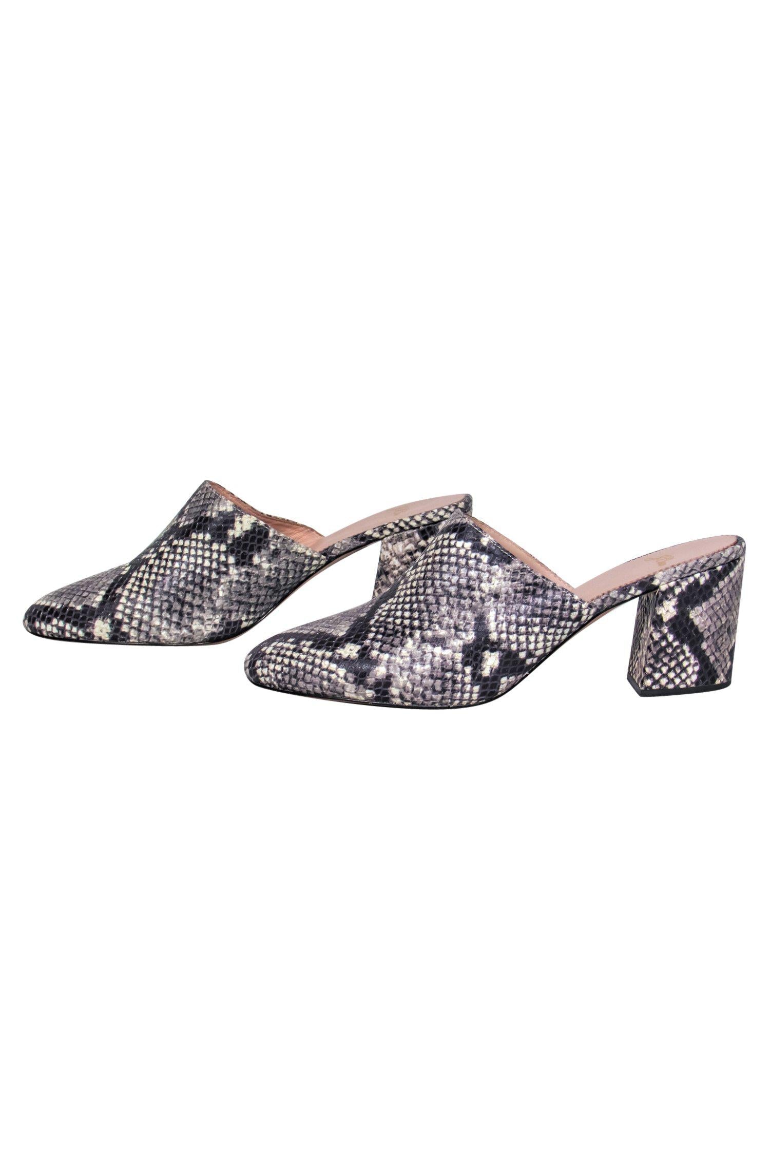 J.Crew Grey Snakeskin Print Mule Pumps - Size 10: A Fashion Statement!
