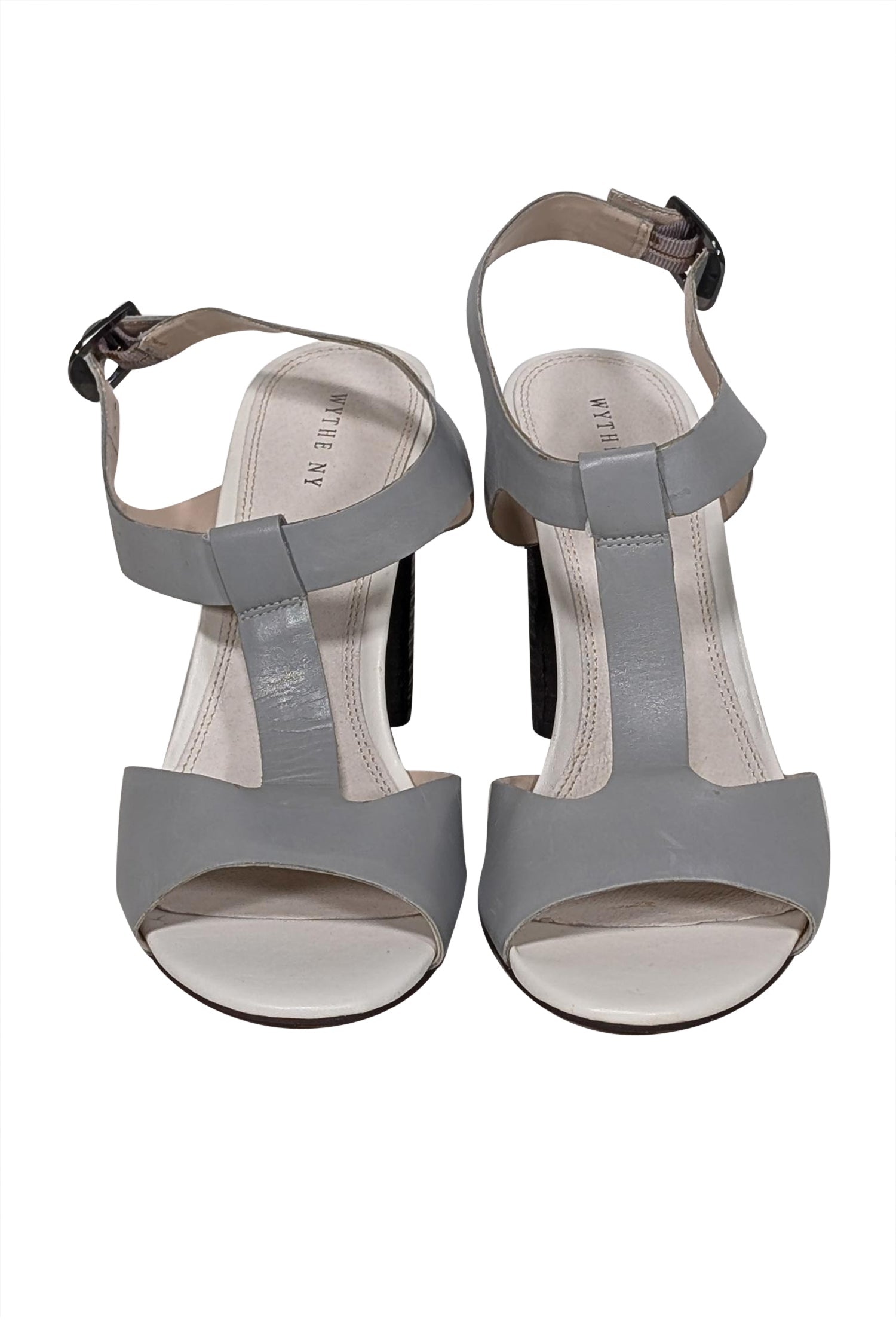 Wythe NY Grey & Cream T-Strap Open Toe Pumps - Size 10: A Must-Have for Fashion Lovers