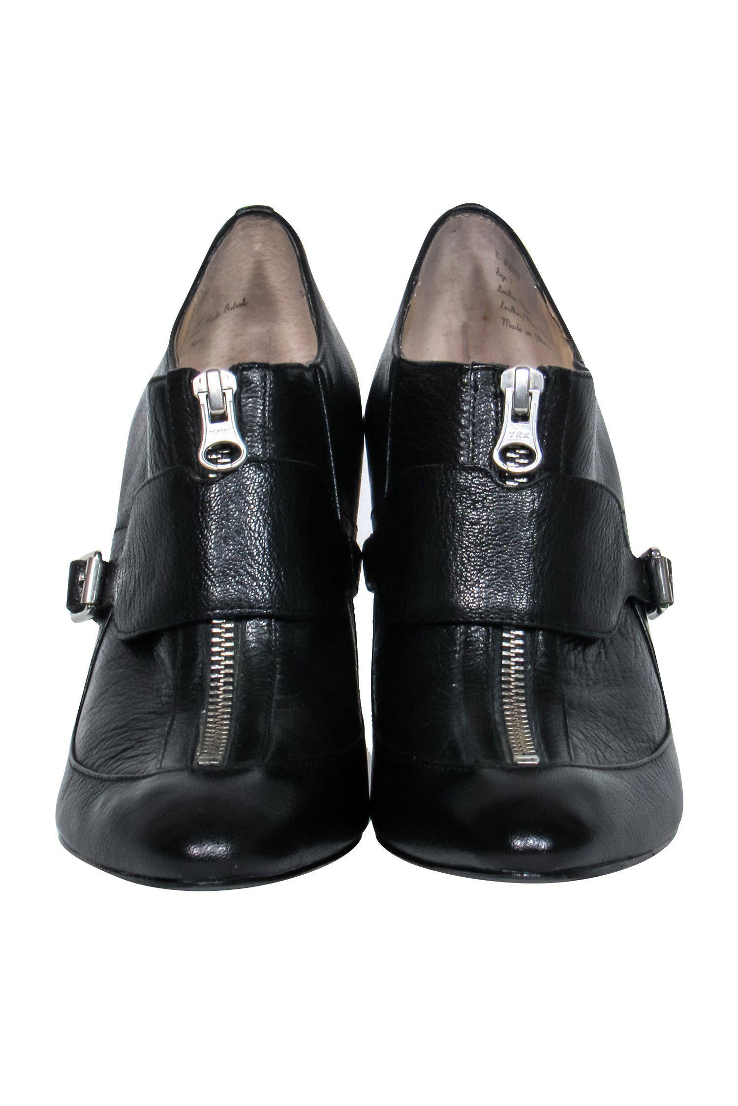 Elizabeth & James Black Leather Zip - Up Wedge Booties in Size 7: Chic Fall Footwear