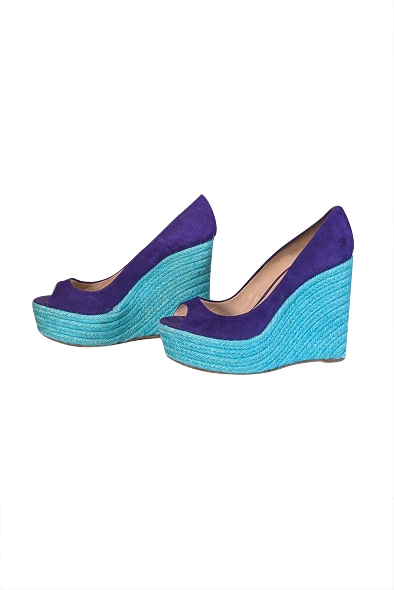 Brian Atwood Indigo Suede Espadrille Wedges - Size 10 Summer Must-Have