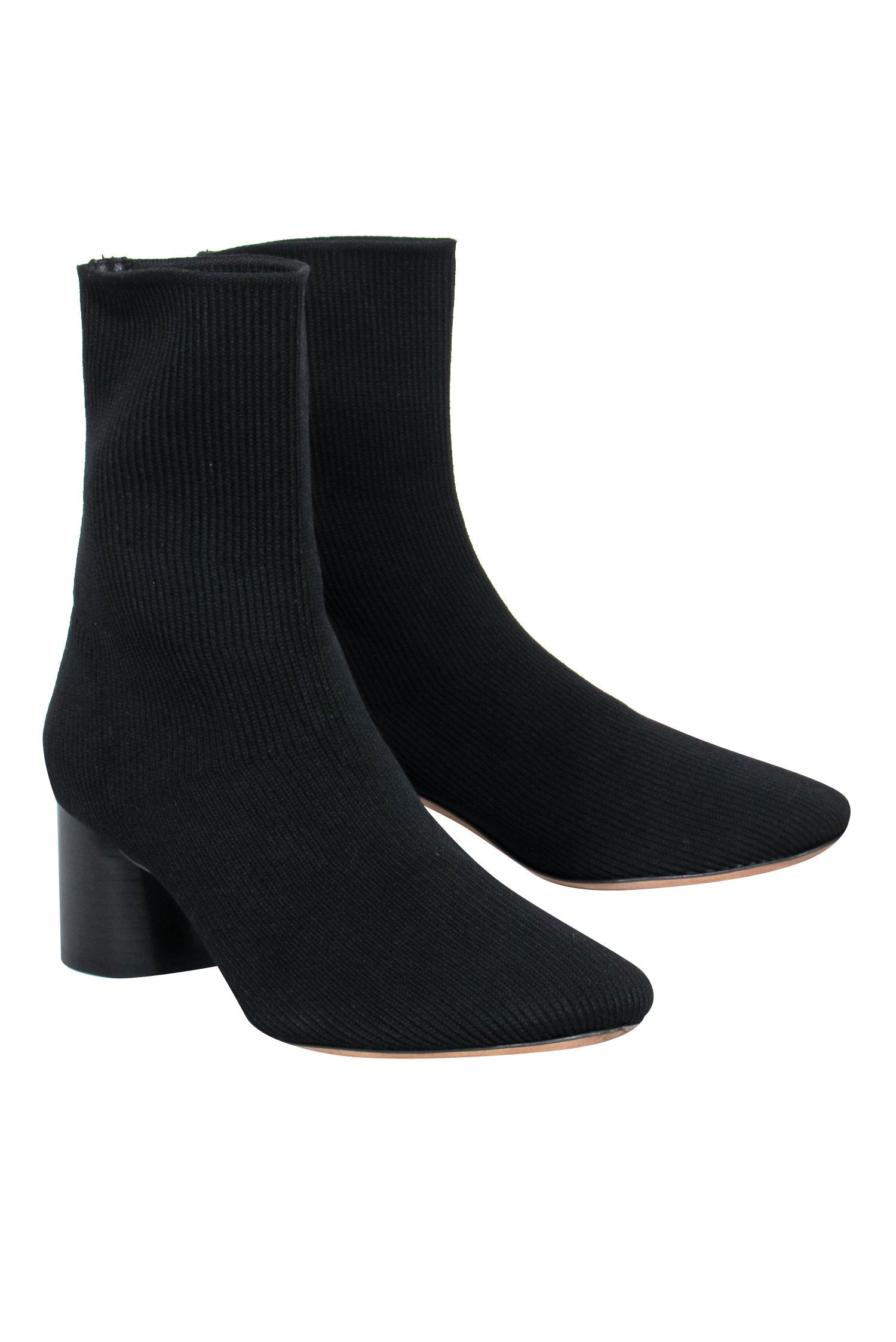 Vince Black Ribbed Knit Block Heel Tasha Ankle Booties - Size 8.5: A Must-Have for Chilly Days!