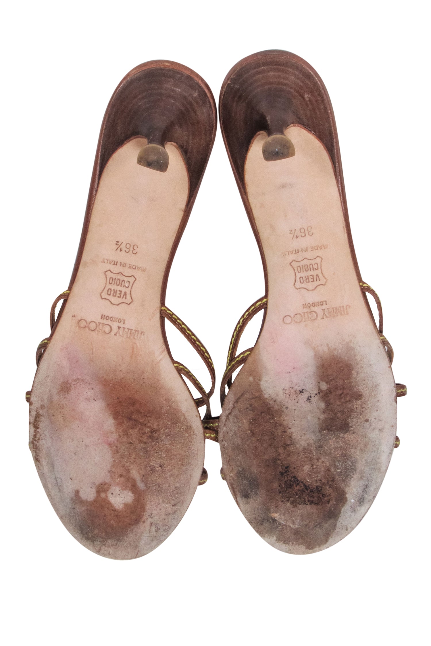 Jimmy Choo Brown Leather Open-Toe Mule Pumps - Size 6.5 - Summer Chic!