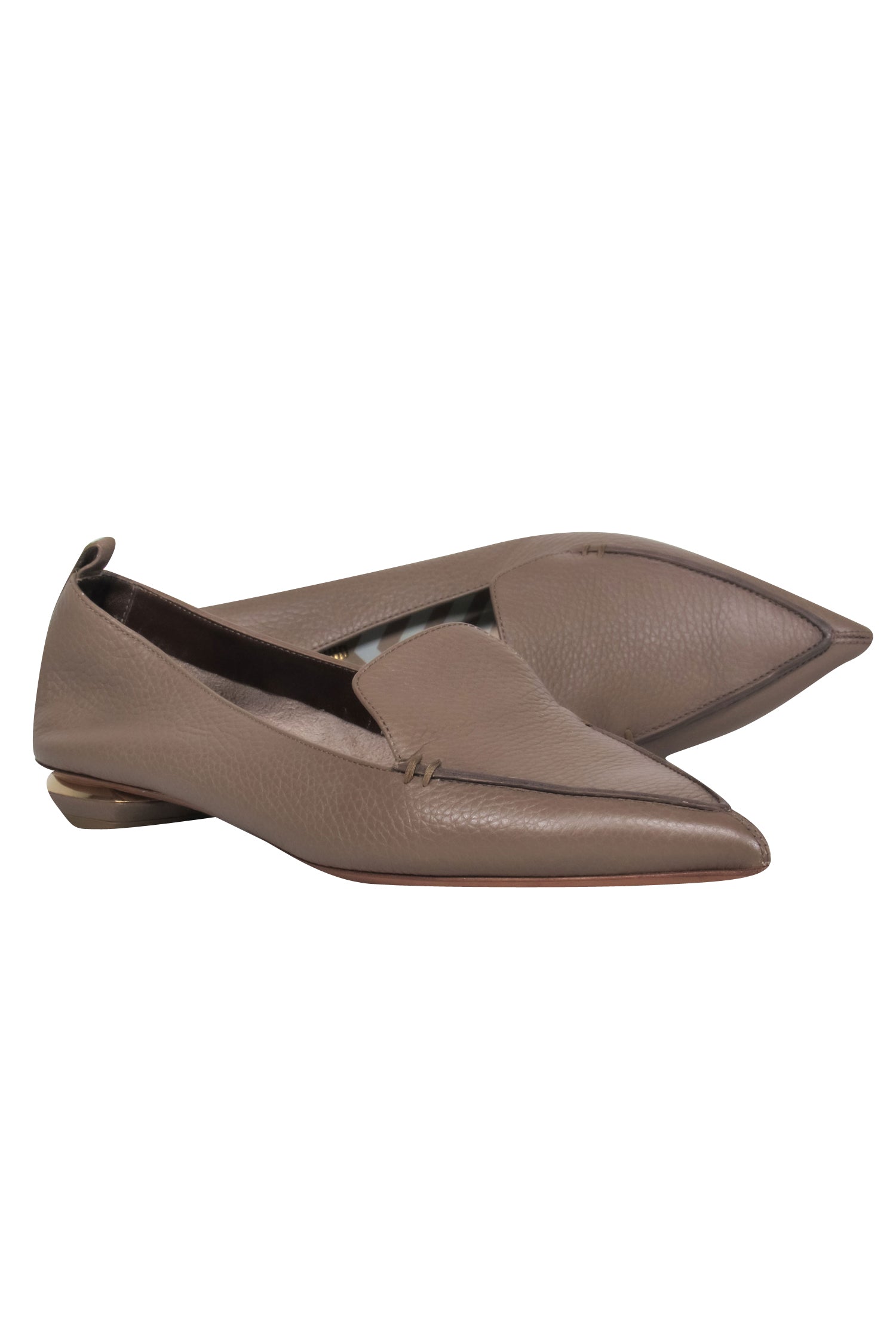 Nicholas Kirkwood - Stunning Taupe Pointed Toe Pebbled Leather Loafers in Size 11