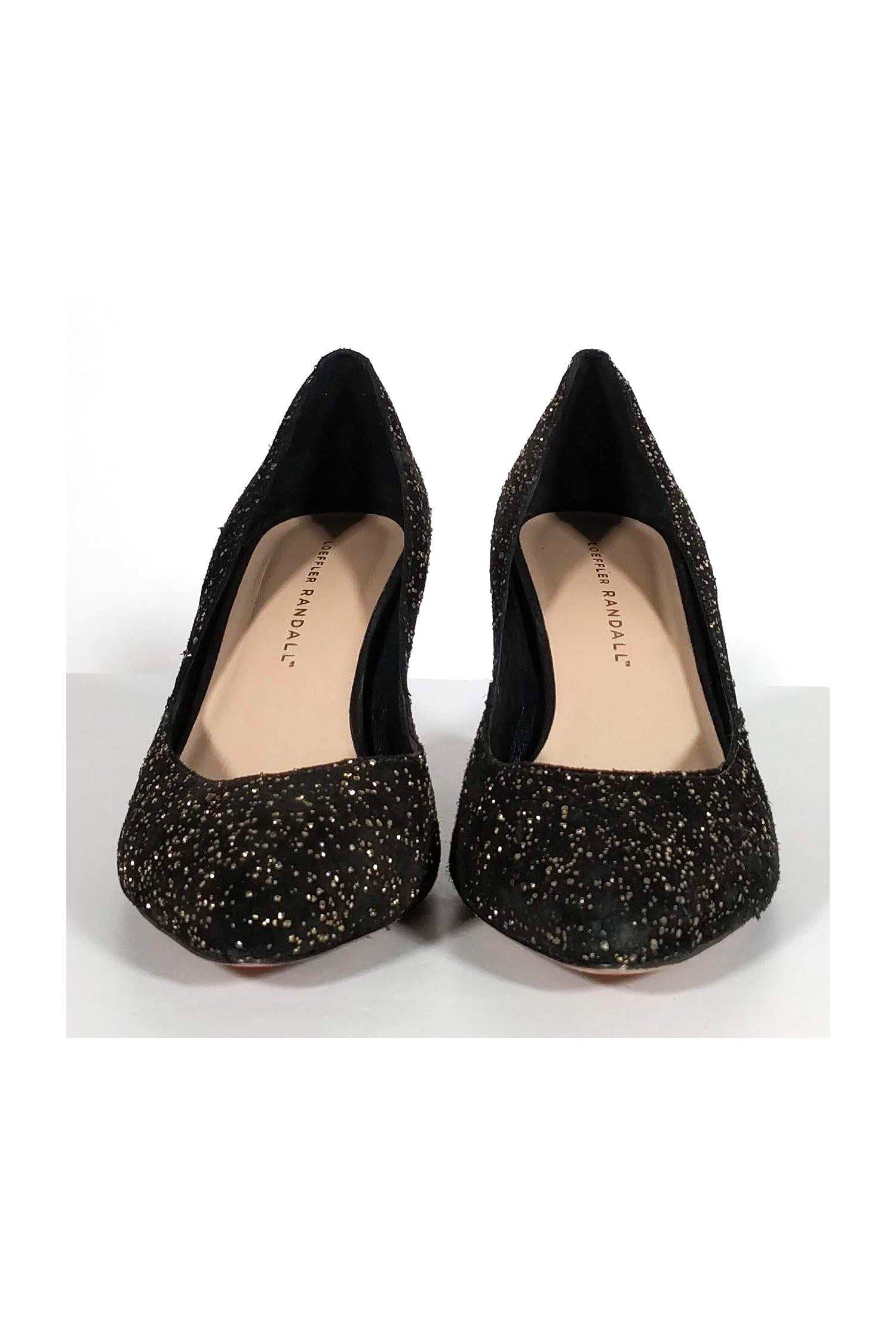 Loeffler Randall Black Suede Gold Specs Pumps - Size 7 - Party-Ready Glam!