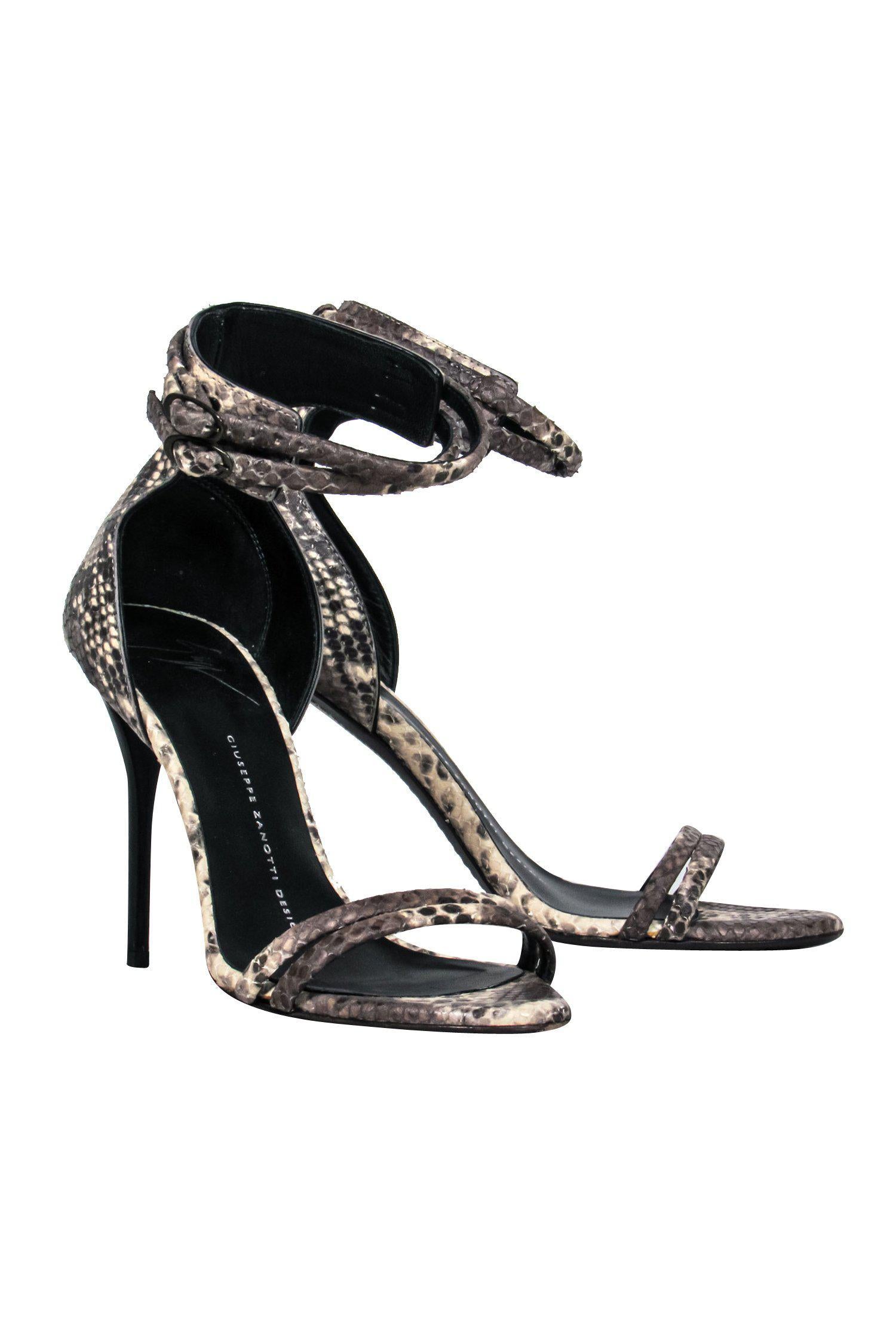 Giuseppe Zanotti - Stunning Beige & Grey Snakeskin Strappy Pumps in Size 6