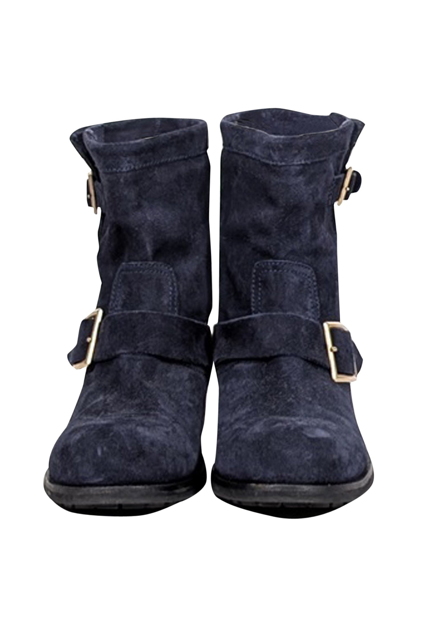Jimmy Choo Navy Suede Ankle Boots - Size 8.5 - Luxury Fall Must - Have