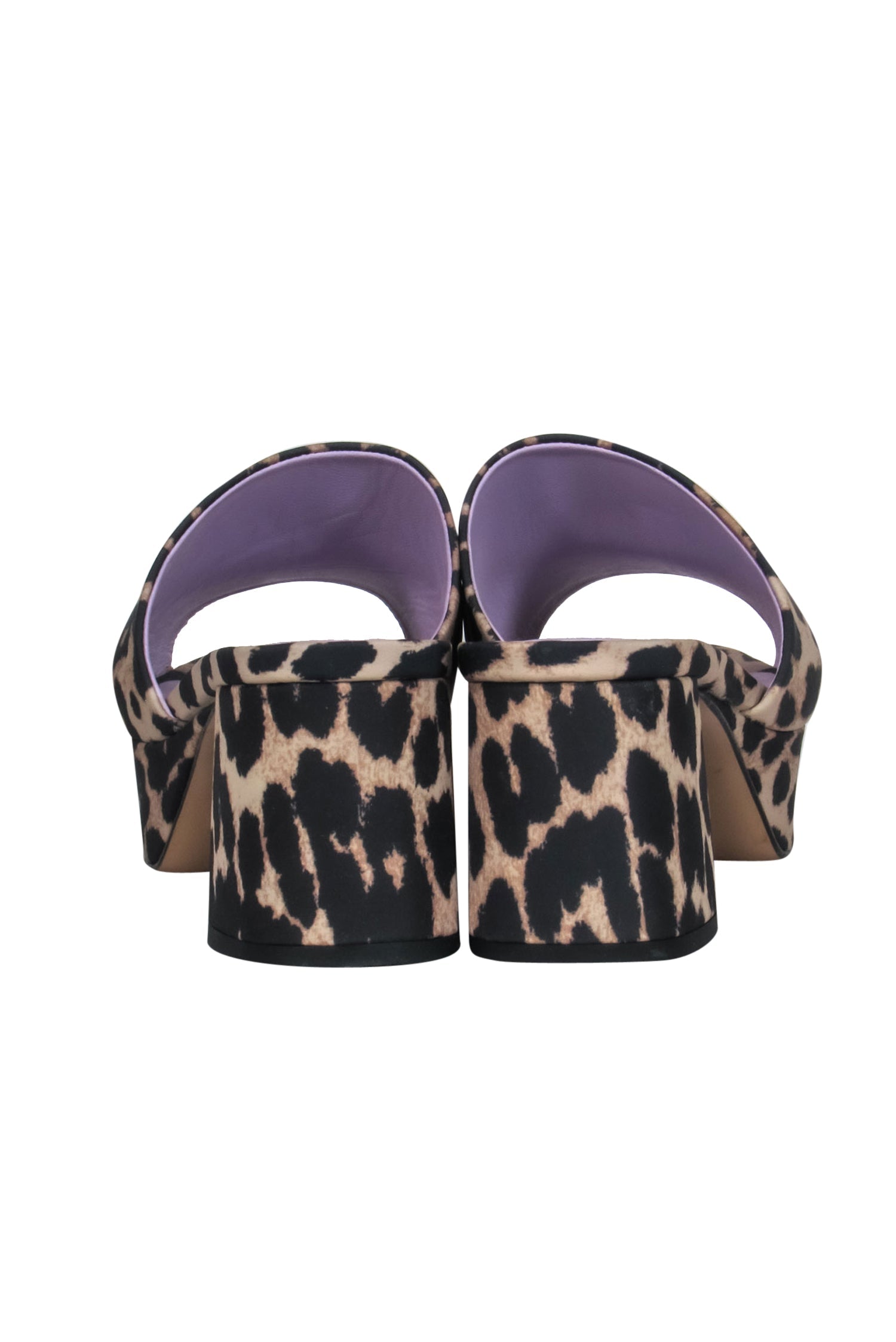 Ganni Leopard Print Open Toe Mule Sandals with Square Heel - Size 8