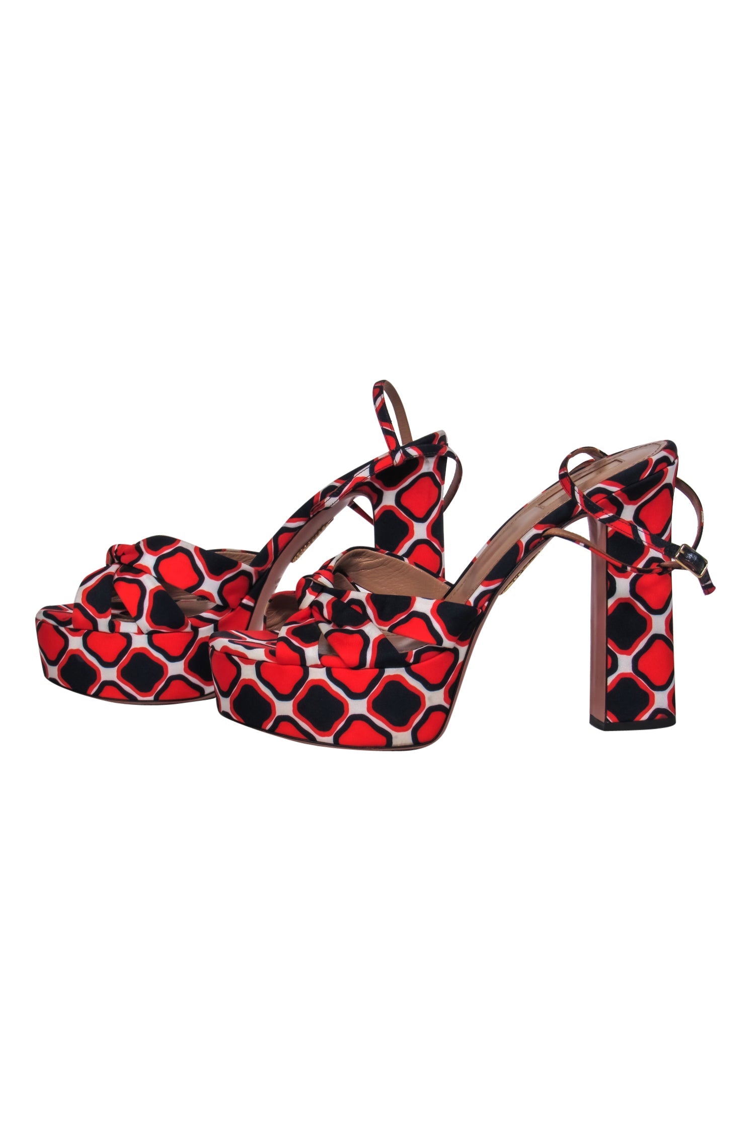 Aquazzura - Stunning Navy, Red & White Printed Platform Sandals in Size 11