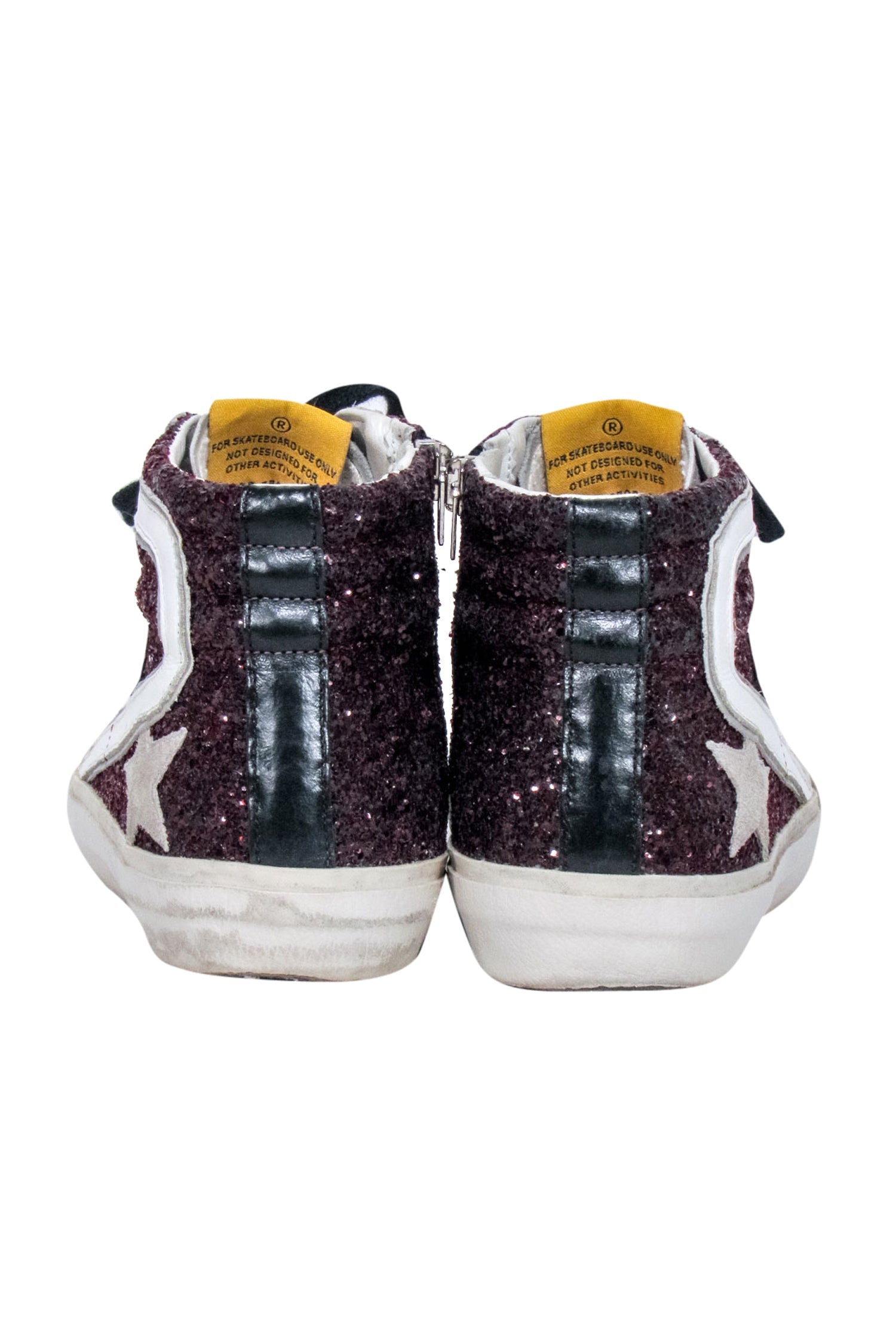 Golden Goose - Stunning Maroon Glitter & Grey Suede Slide Sneakers, Size 8