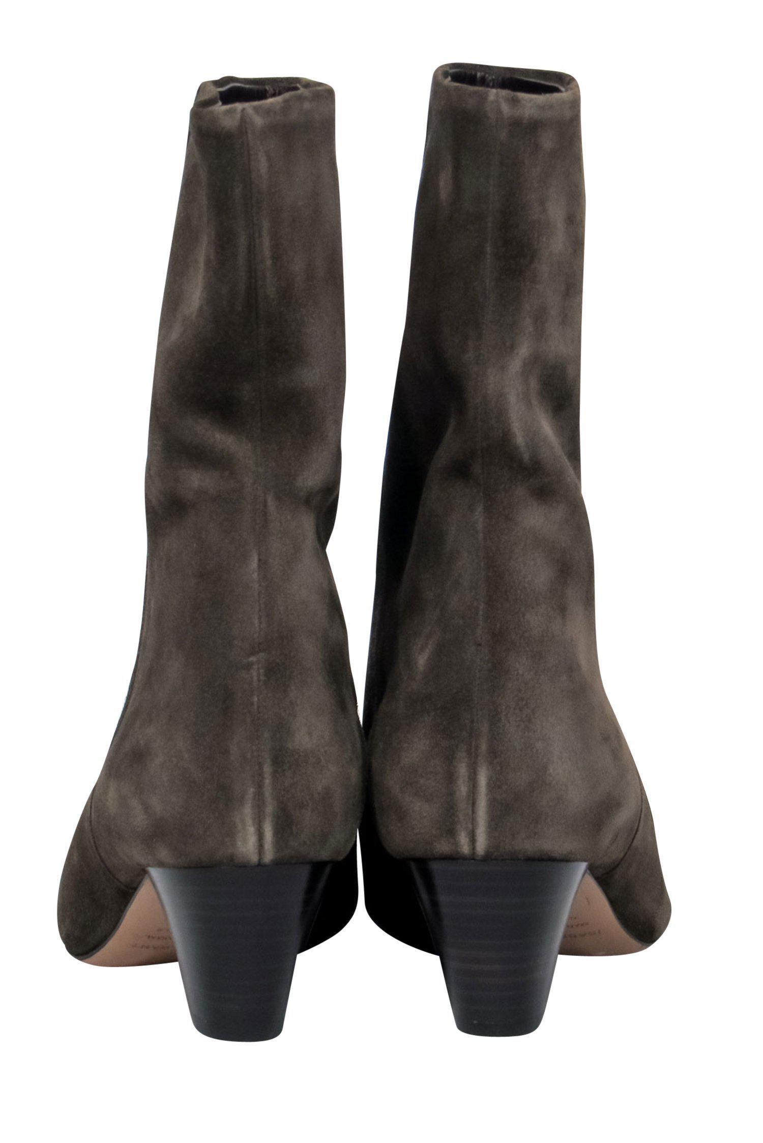 Isabel Marant Olive Green Suede Kitten Heel Booties - Size 6: A Glamorous Must-Have!