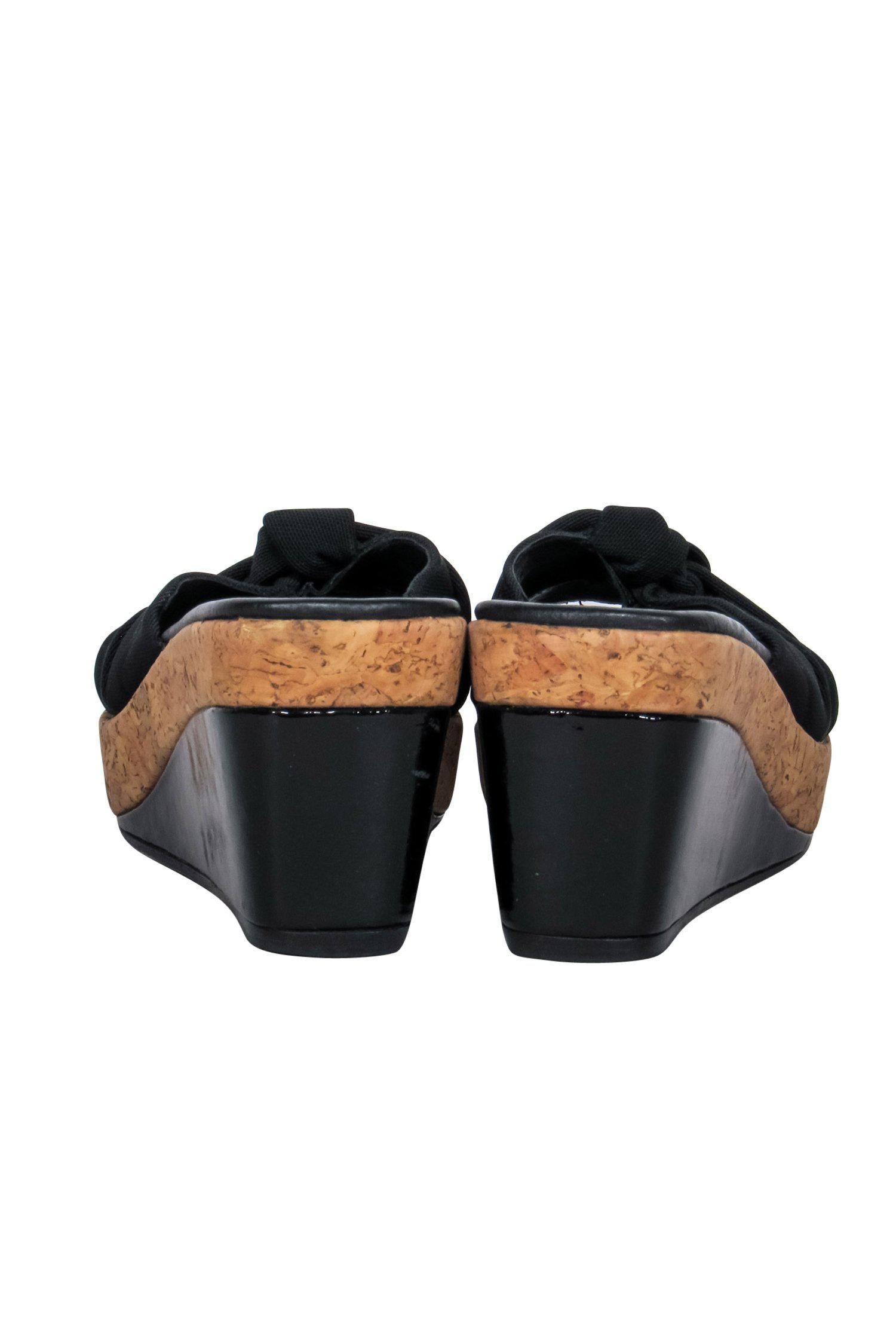 Donald J Pliner Black Knotted Strap Cork Wedges - Size 7: Tropical Vacation Must-Haves!