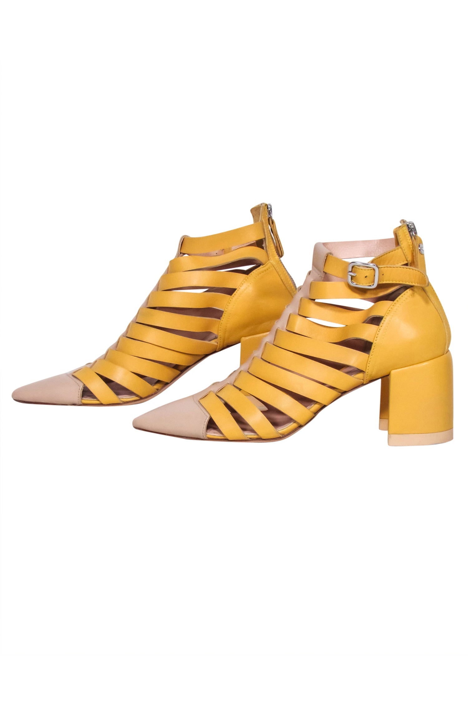 AGL - Stunning Beige & Yellow Woven Pointed Toe Short Boots in Size 8.5