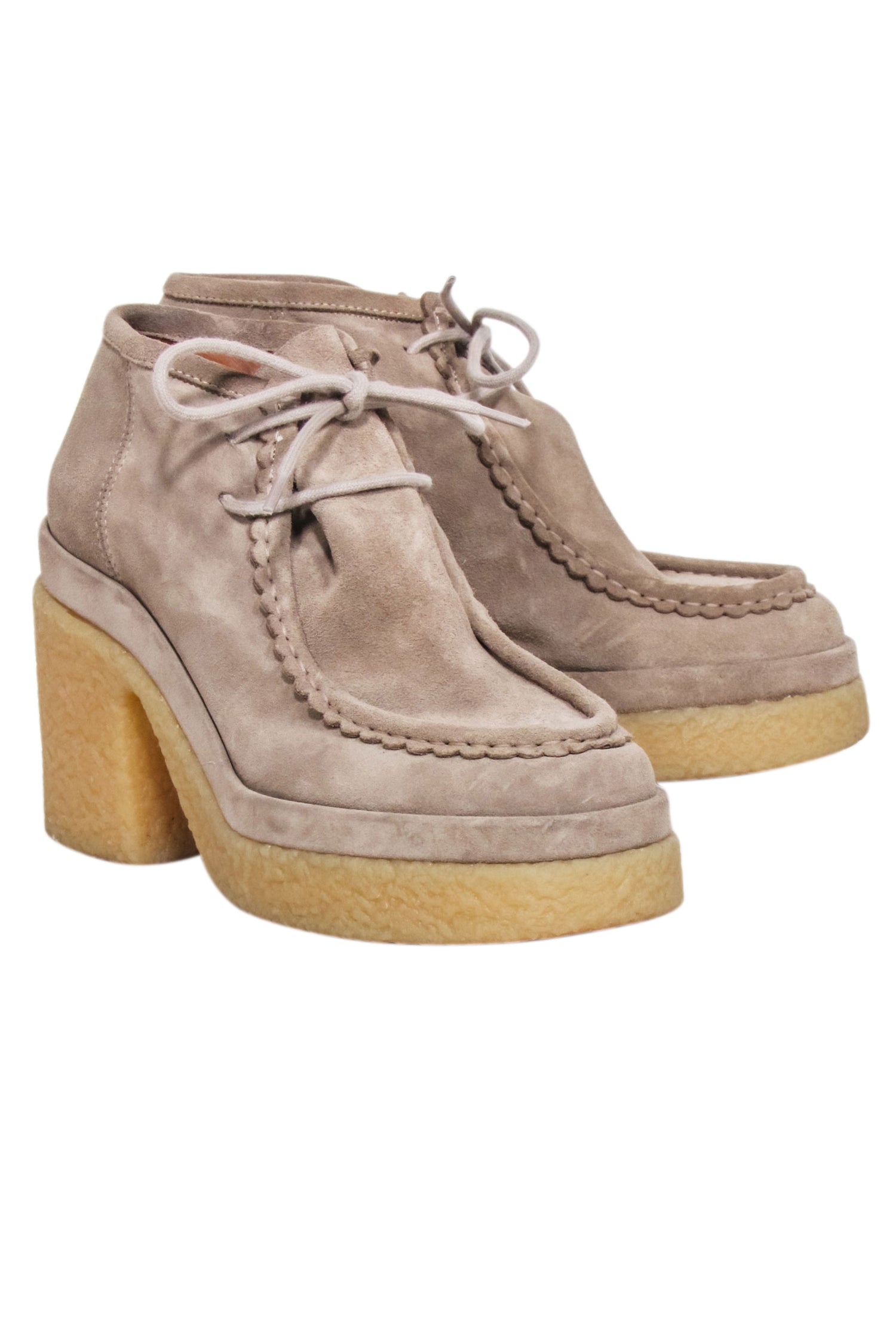 Chloe Beige Suede Platform Booties - Size 10: Fashion Forward!
