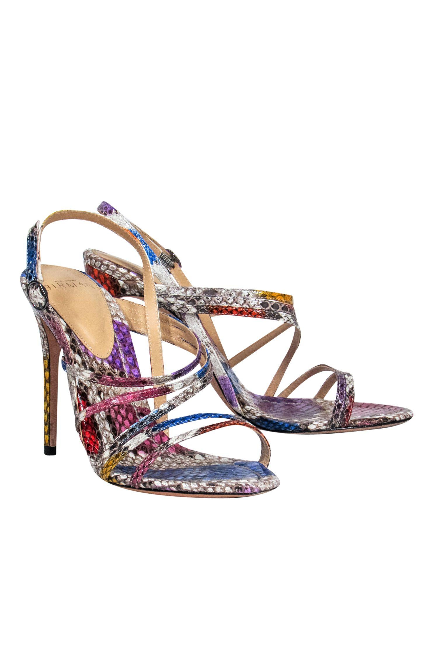 Alexandre Birman Multicolored Snakeskin Print Strappy Pumps - Size 7