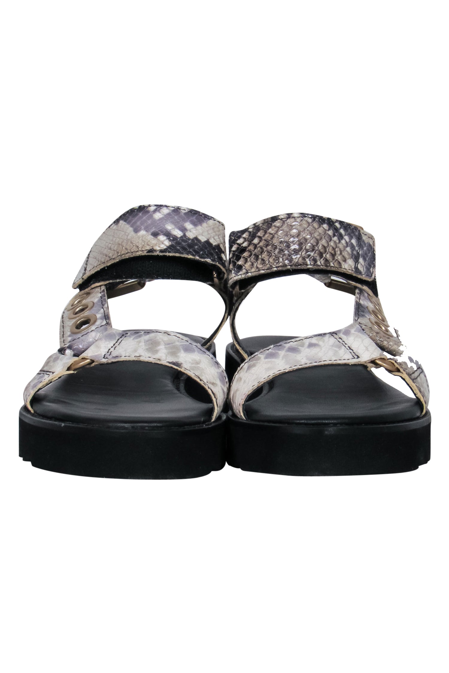 All Saints' Groovy Beige Faux Snakeskin Rhianne Strappy Platform Sandals - Size 8