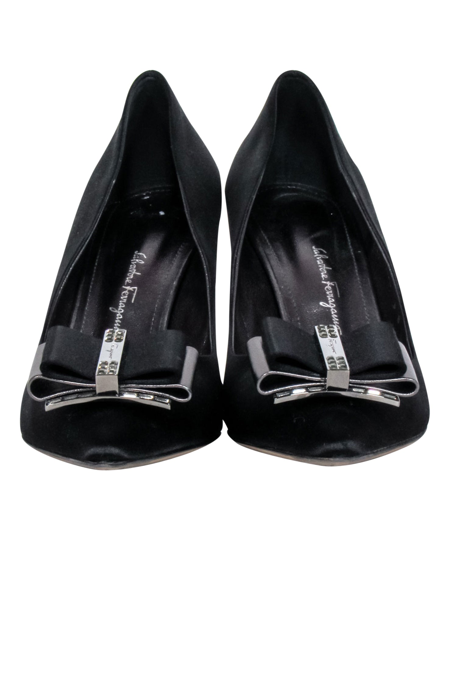 Ferragamo Black Satin Bow Toe Pumps - Size 8: Chic Party Must - Haves