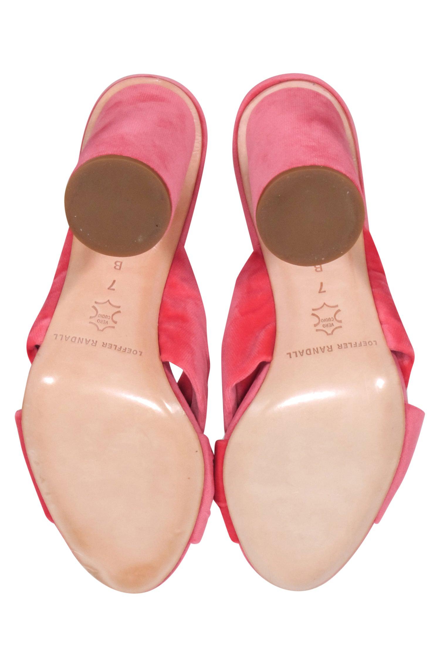 Loeffler Randall Pink Velour Mule Pumps - Size 7: Fashion-Forward Footwear!