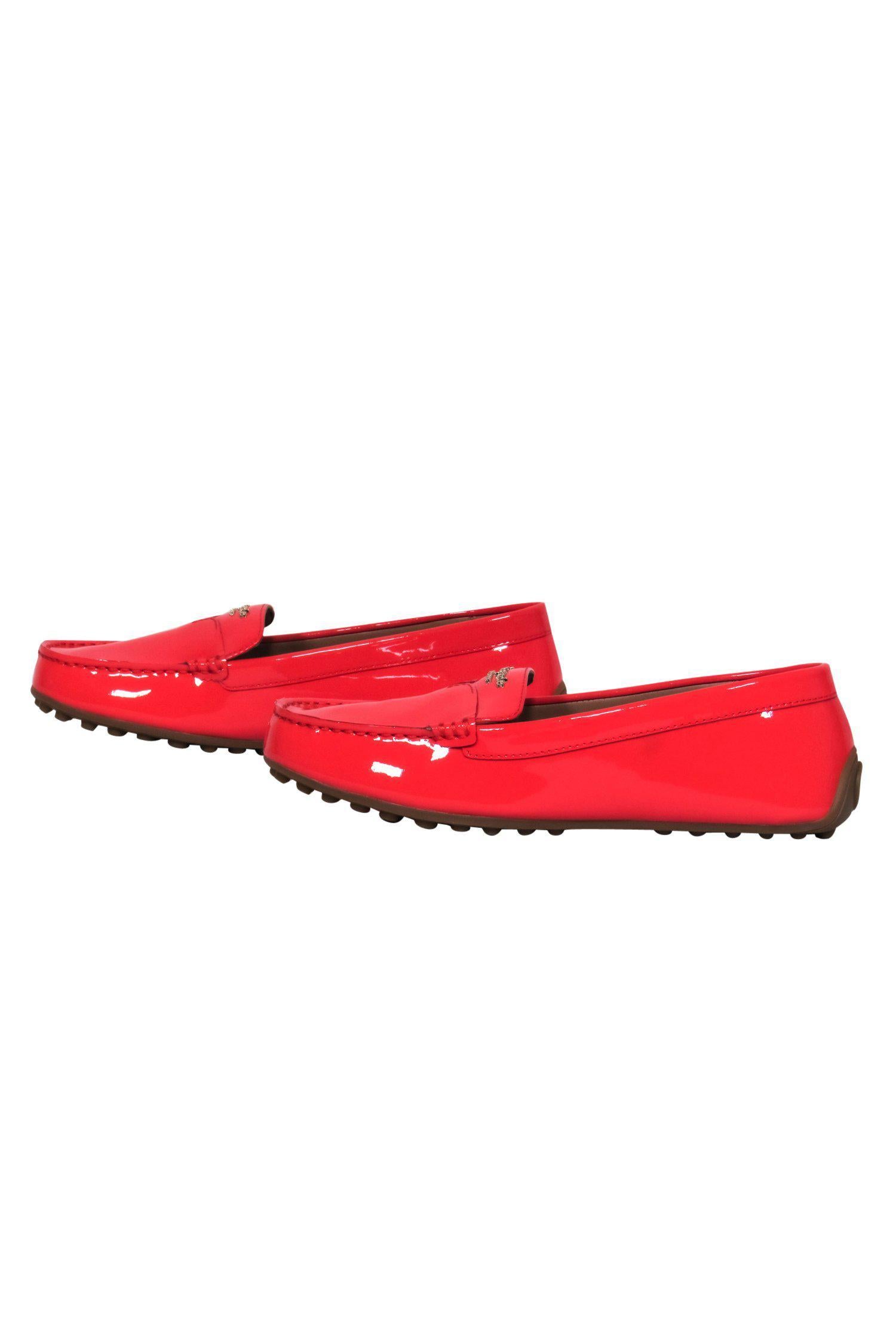 Kate Spade Red Patent Leather Deck Loafers - Size 8: Stand Out in Style!