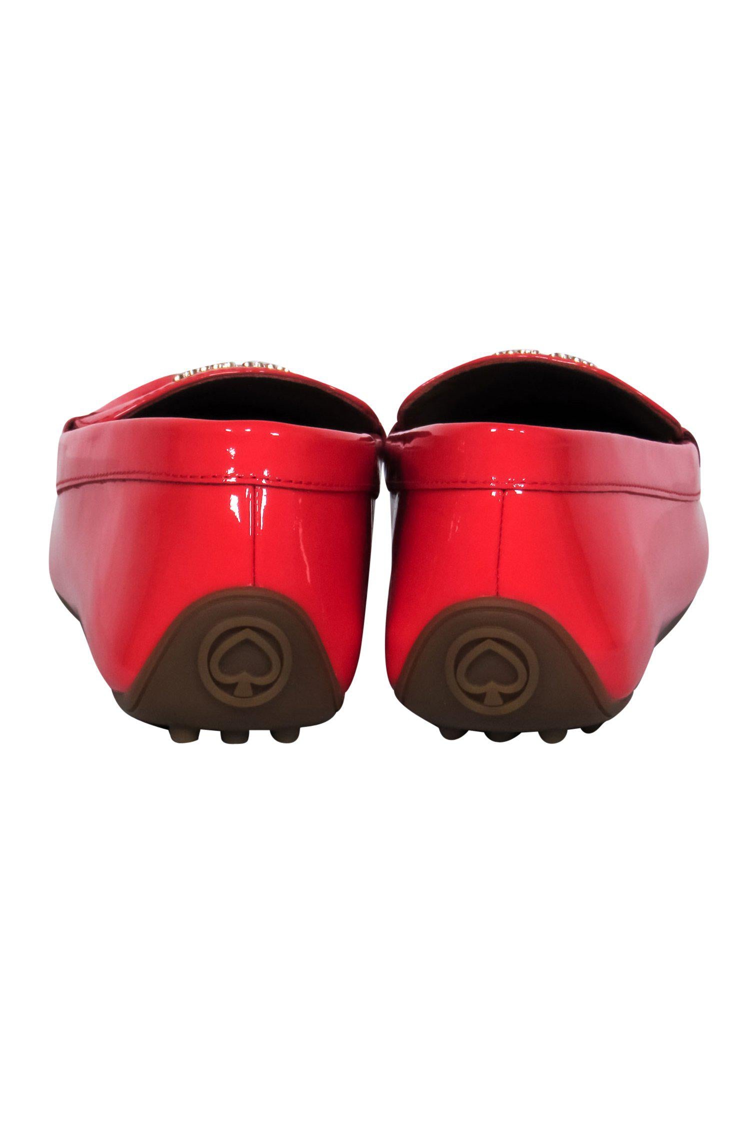 Kate Spade Red Patent Leather Deck Loafers - Size 8: Stand Out in Style!
