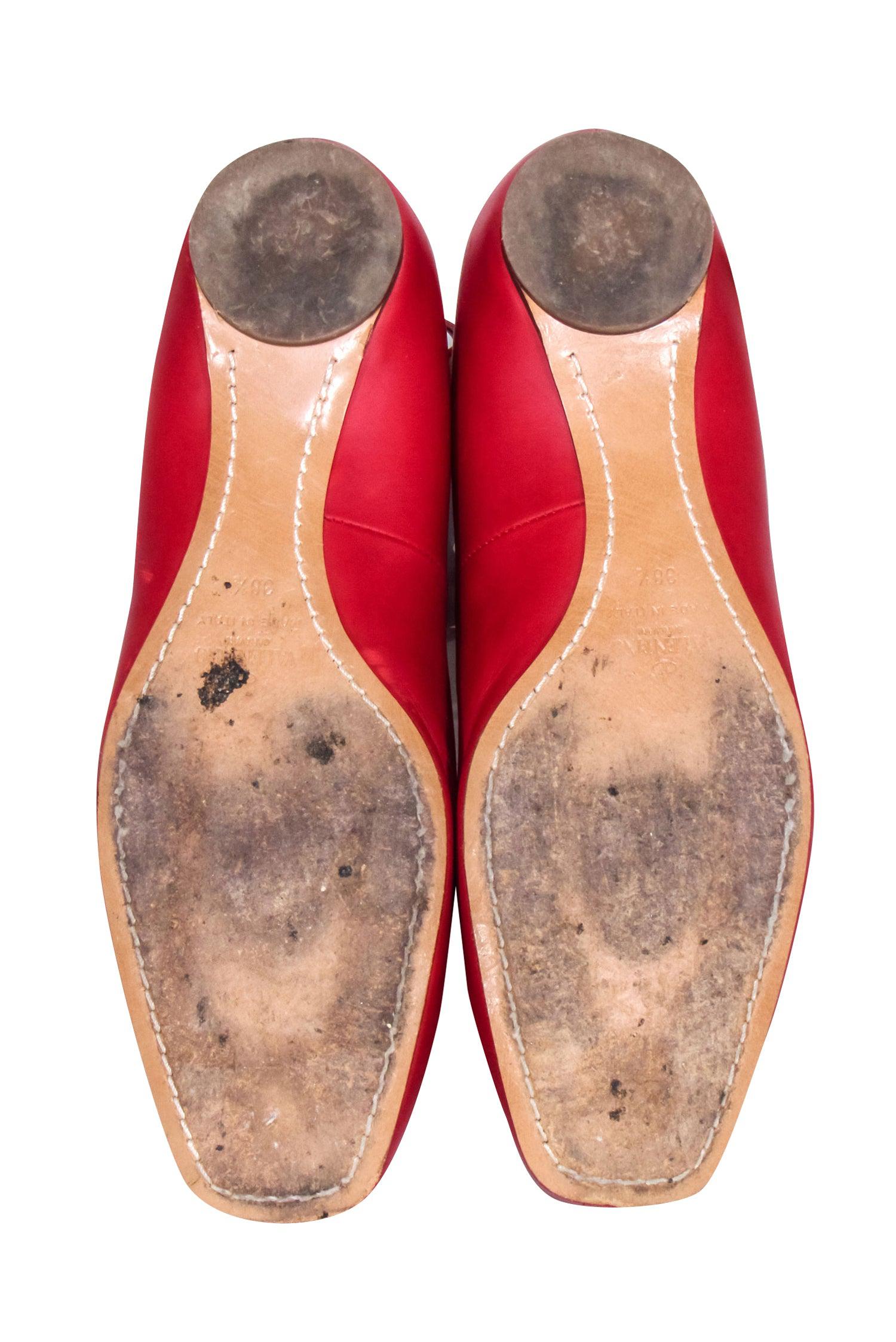 Valentino Red Gladiator Ballet Flats - Size 8.5