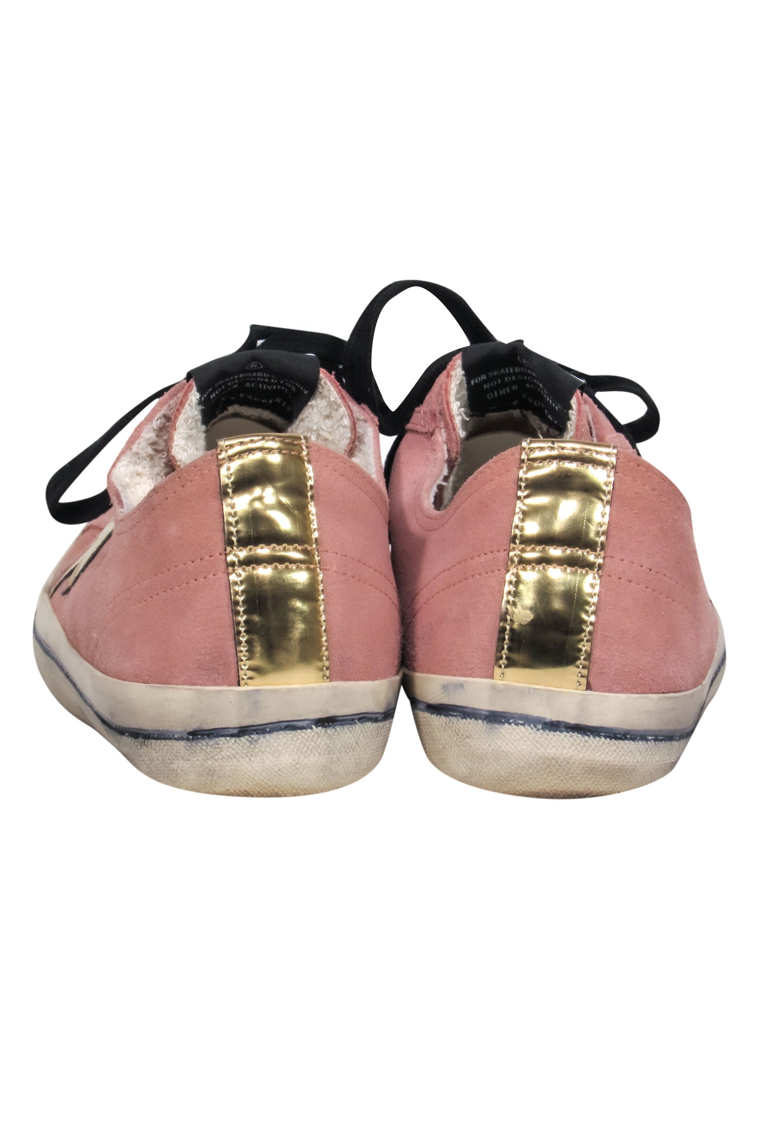 Golden Goose Light Pink Suede Star-Embellished Lace-Up Sneakers - Size 10