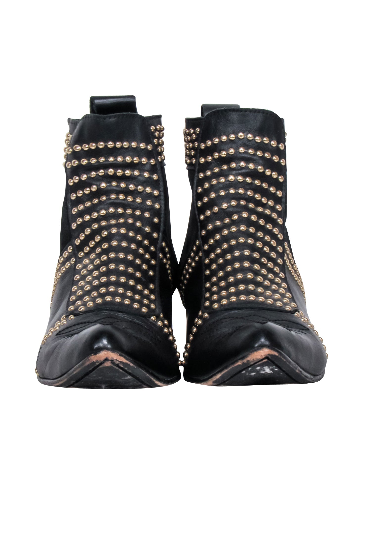 Anine Bing Charlie Studded Black Leather Short Boots - Size 9