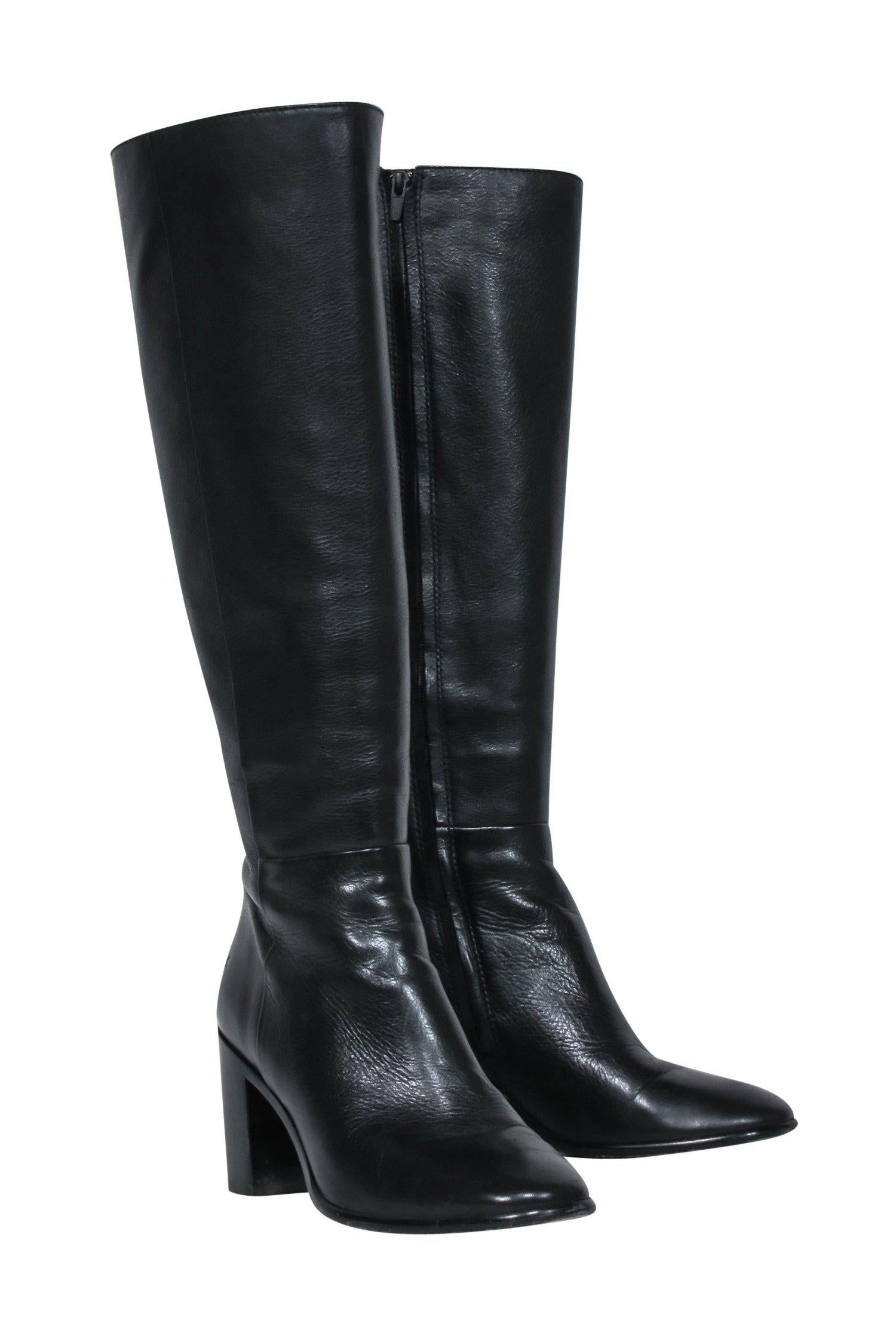 Frye Black Leather Heeled Knee-High Boots - Size 7: Fall Fashion Must-Have!