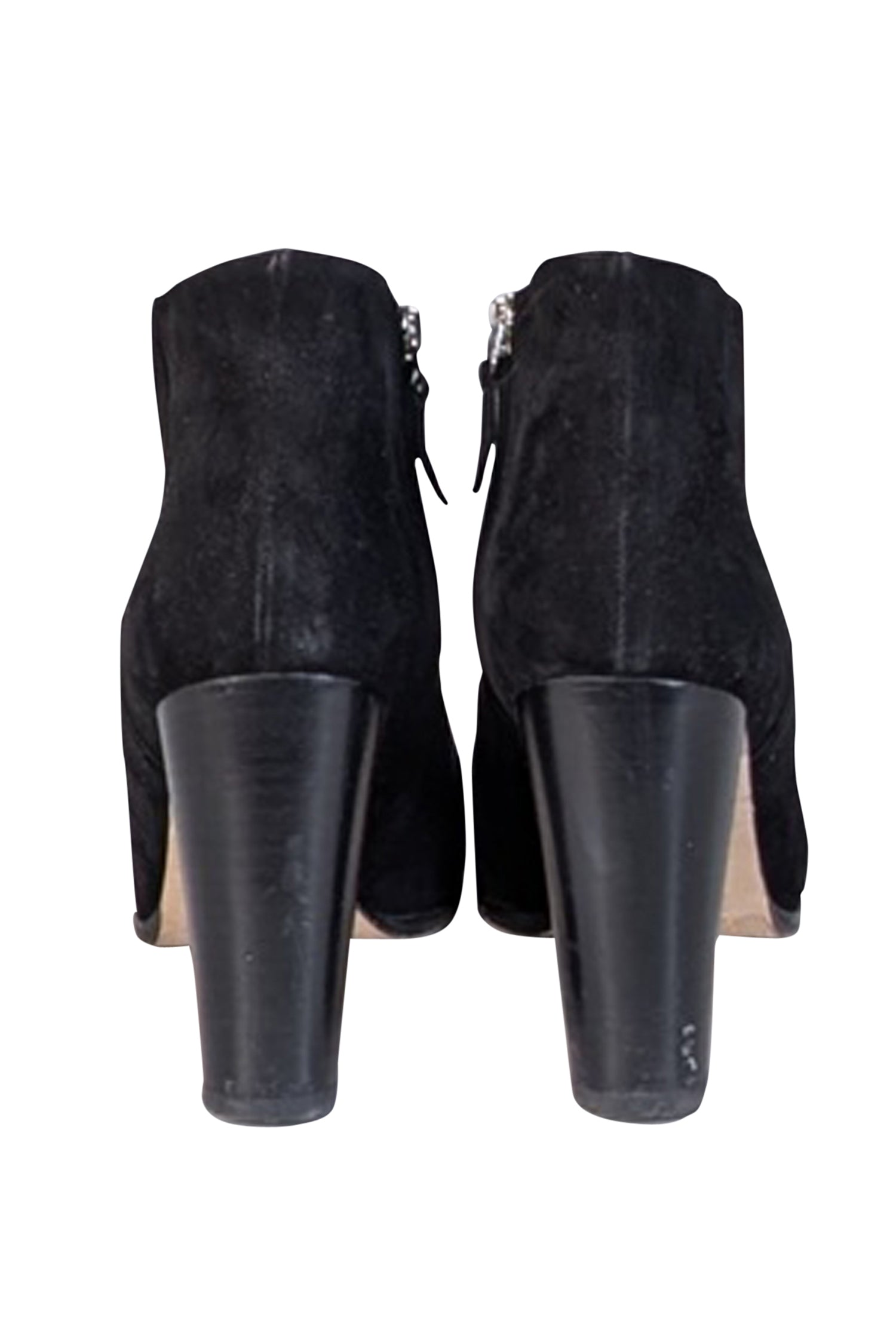 Manolo Blahnik's Stylish Black Suede Inner Ankle Zipper Short Boots - Size 10