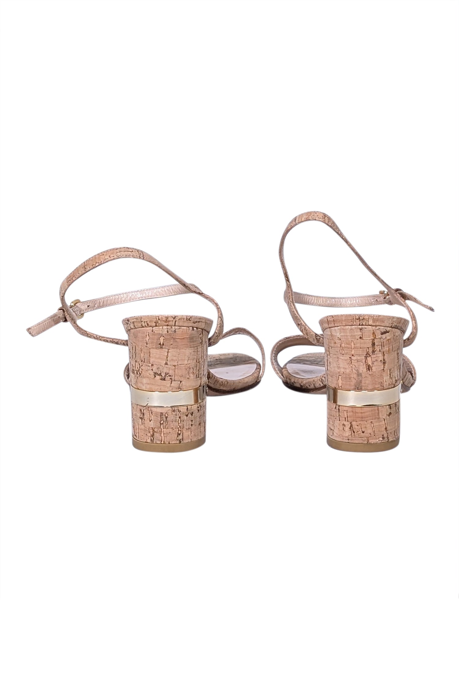 Stuart Weitzman's Must-Have Beige Cork Strappy Sandals in Size 9