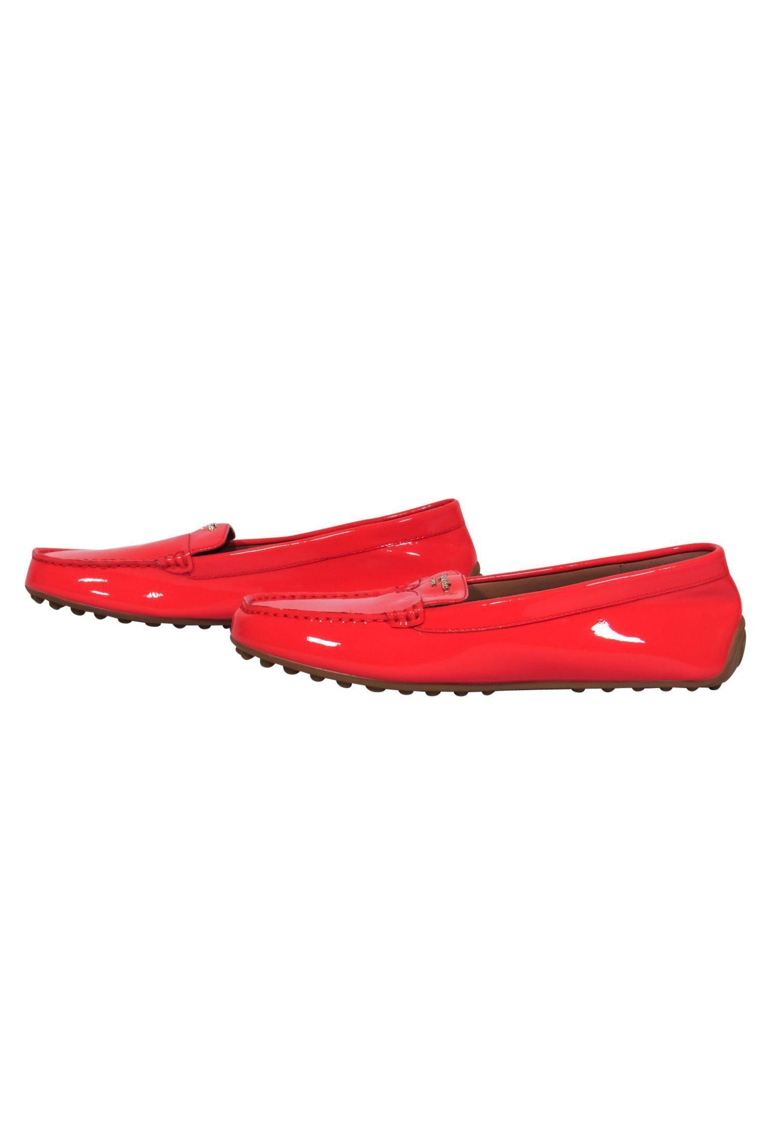 Kate Spade's Stunning Bright Red Patent Leather Deck Loafers - Size 8.5