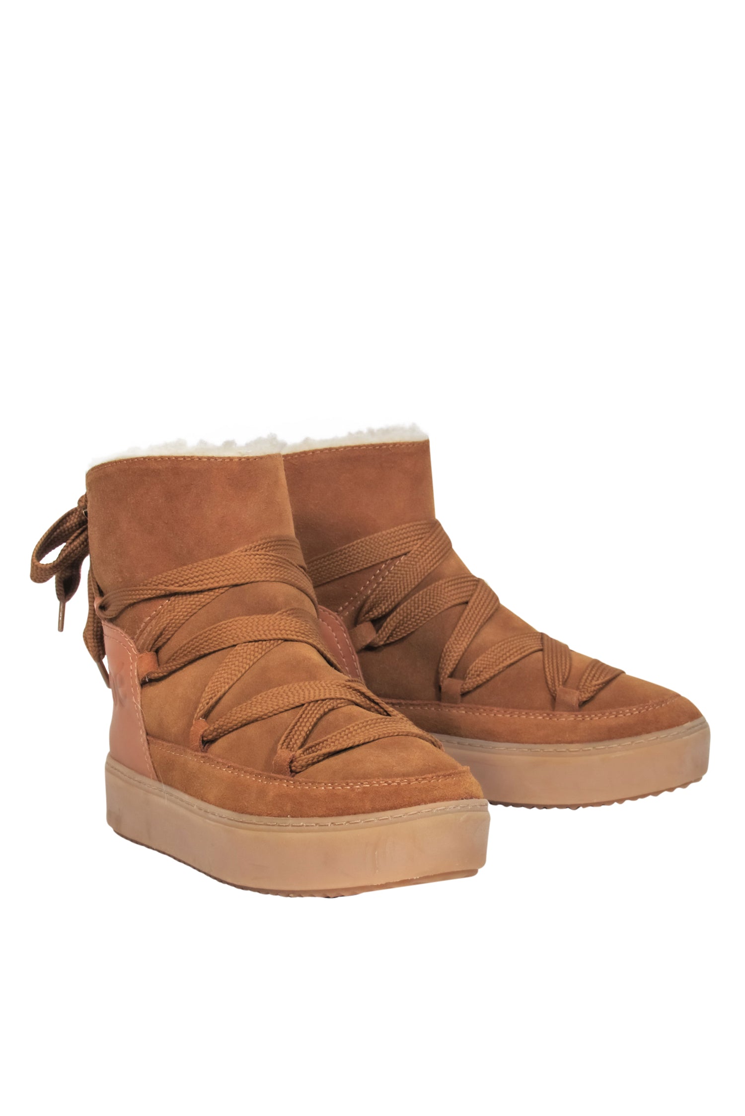 See by Chloe - Stylish Brown Suede Shearling-Lined Lace-Up Moccasin Boots in Size 9