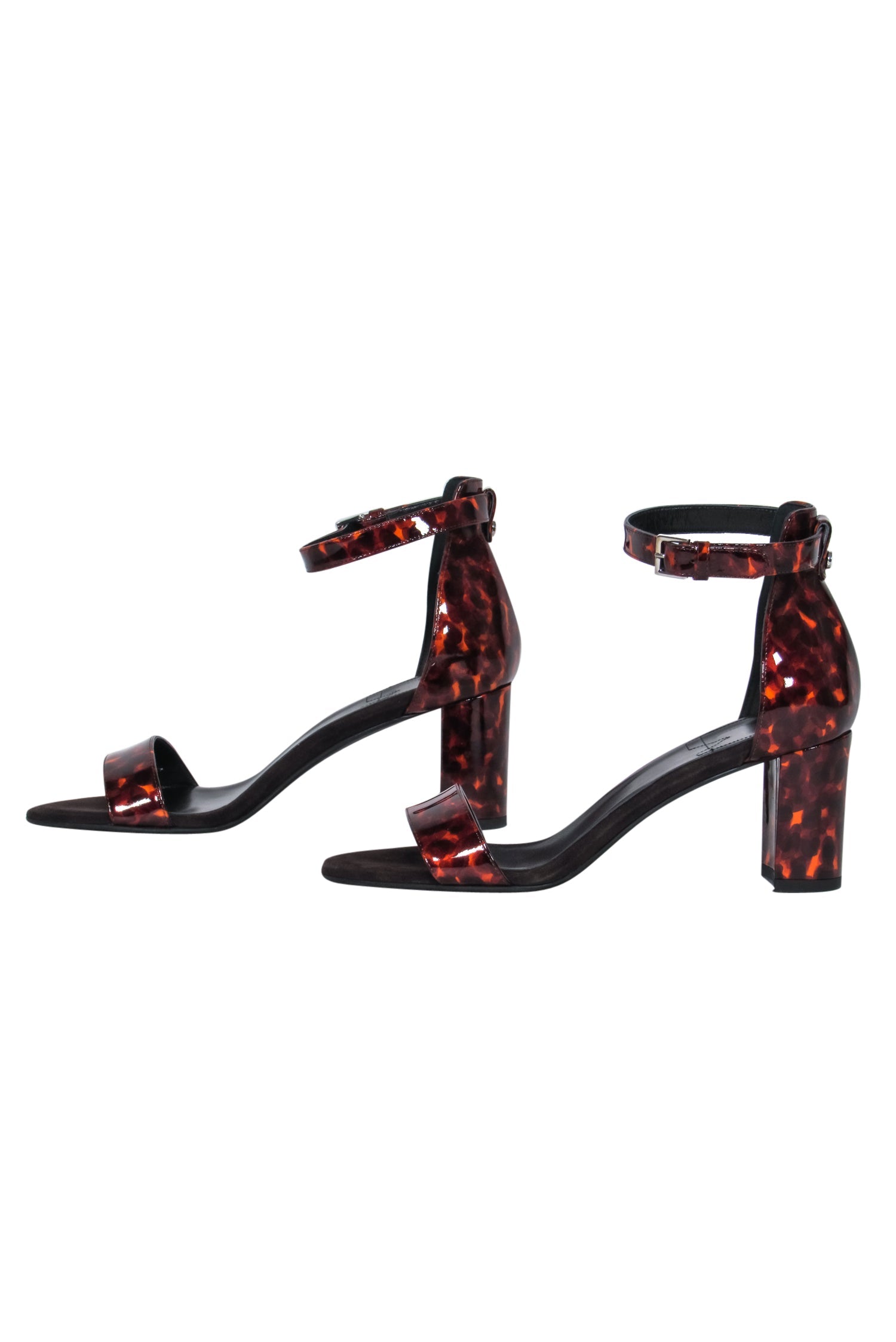 Aquatalia Brown Tortoise Shell Selena Ankle Strap Block Heels - Size 9