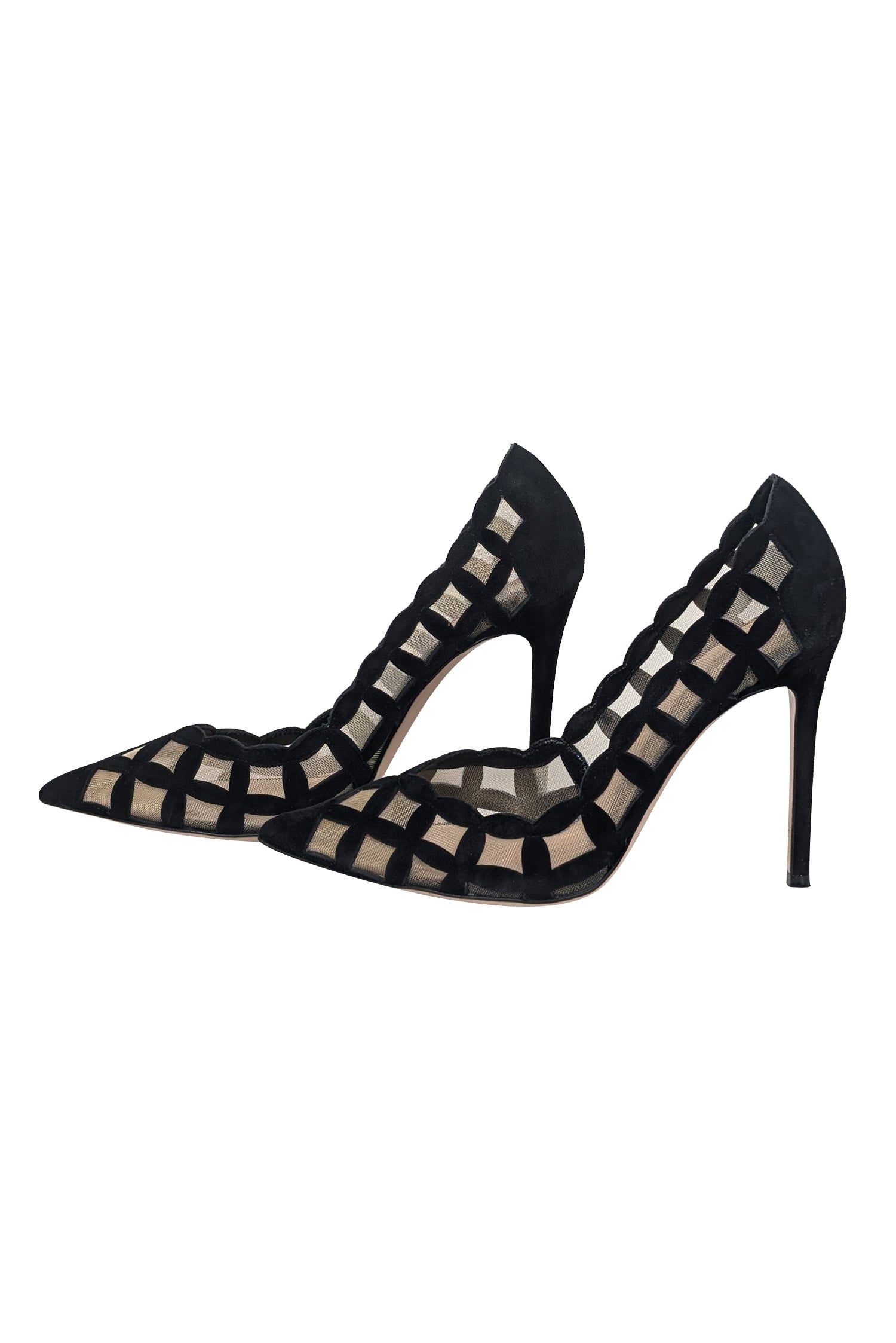 Gianvito Rossi - Stunning Black Suede Patterned Mesh Pumps in Size 8