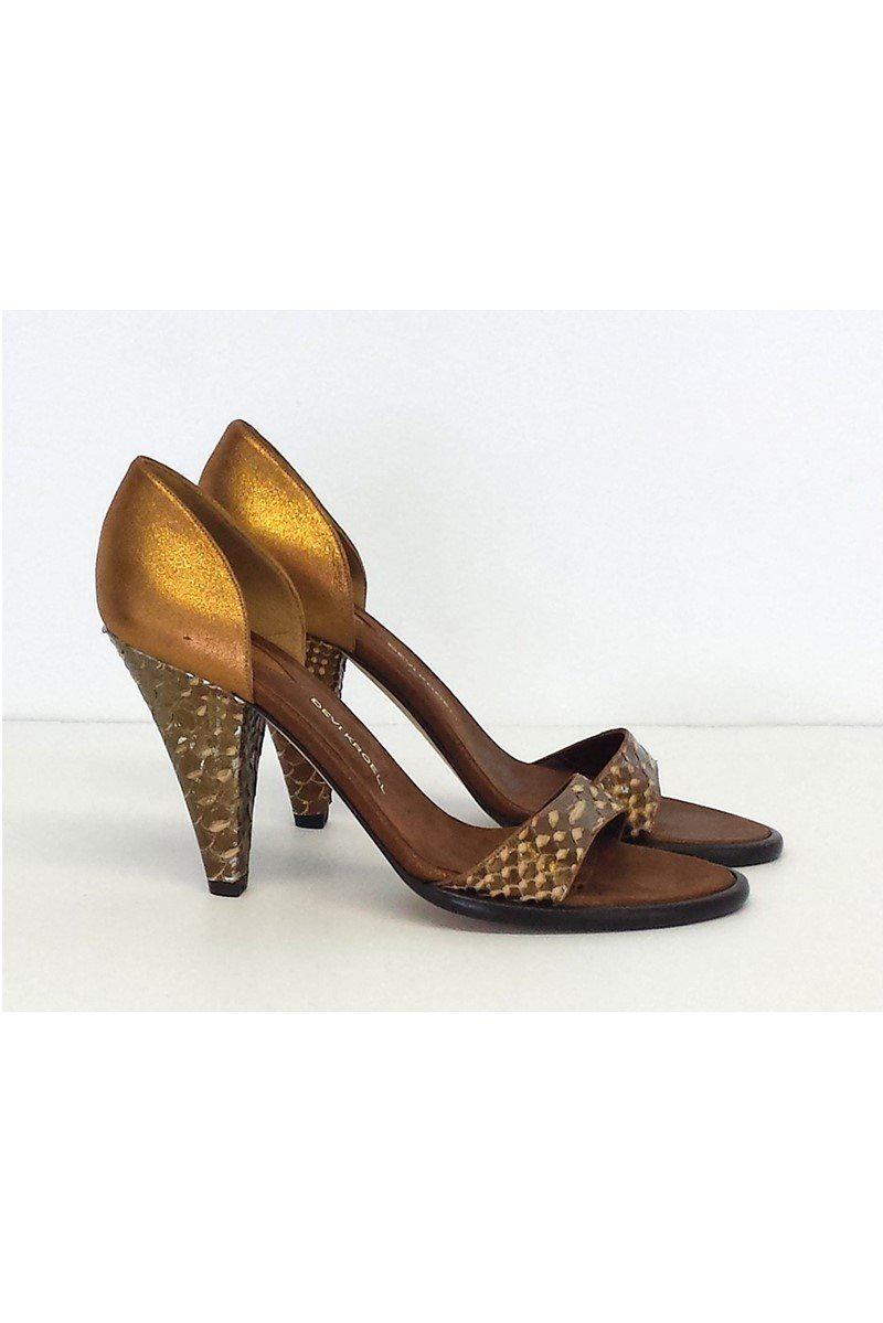 Devi Kroell - Stunning Bronze Metallic Textured Leather Heels in Size 9!