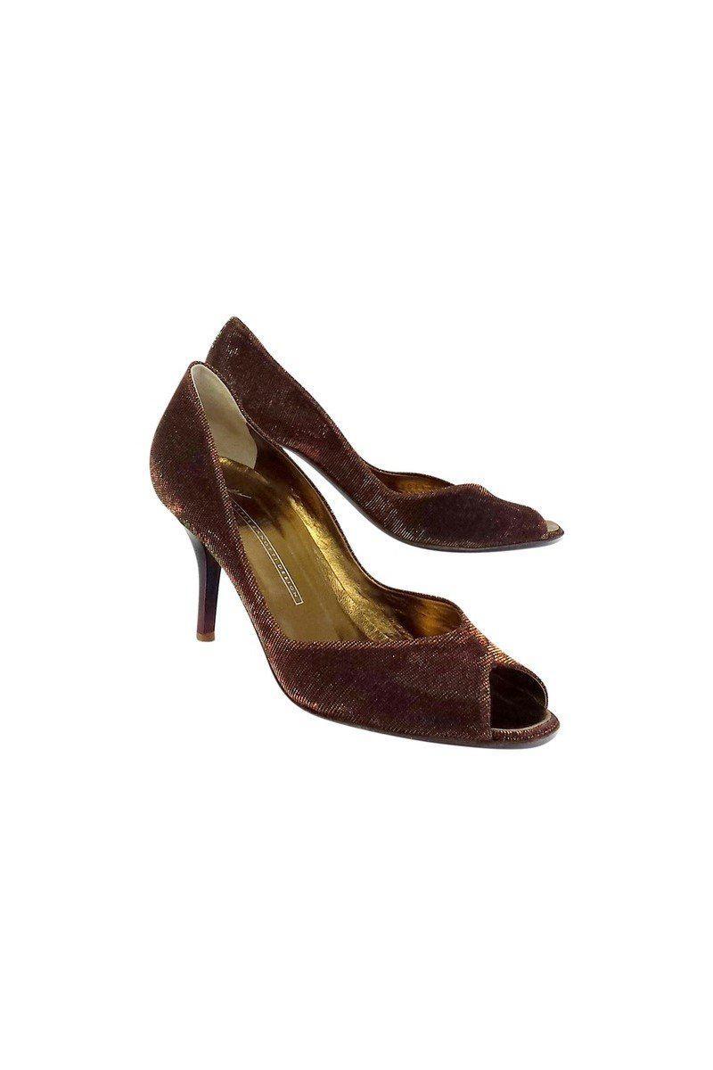 Giuseppe Zanotti Bronze Metallic Peep Toe Pumps - Size 8: A Fashion Statement!