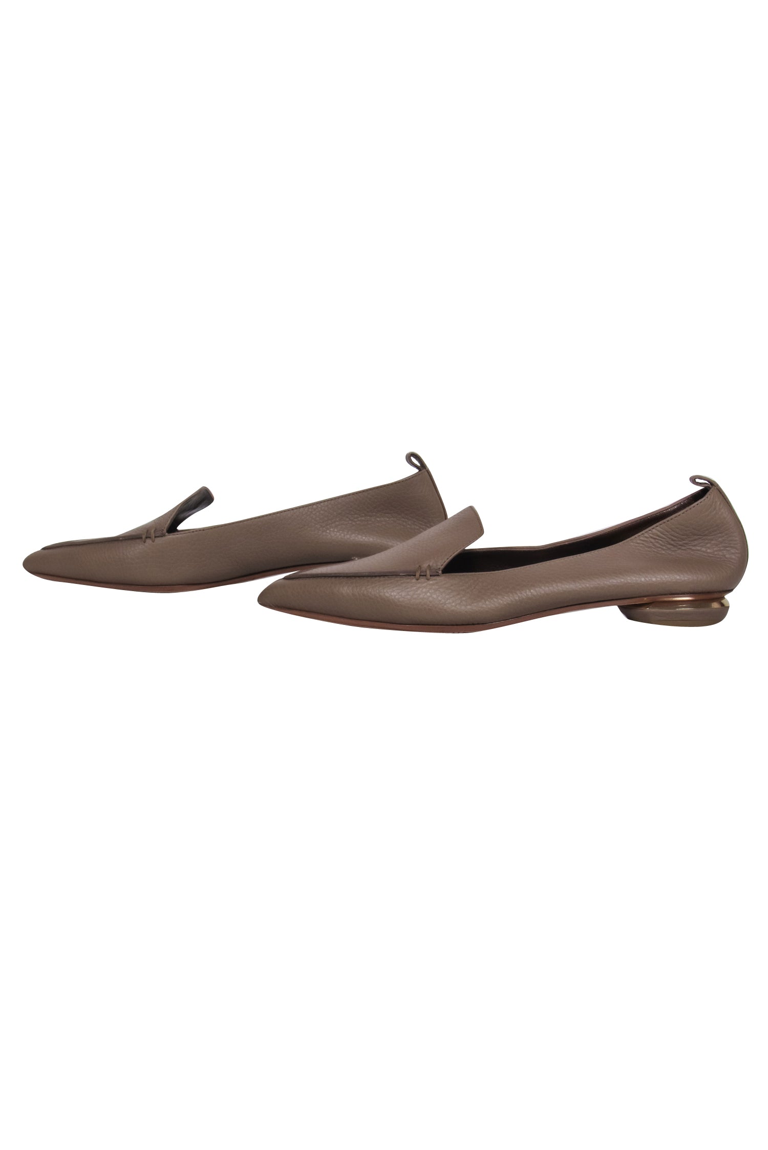 Nicholas Kirkwood - Stunning Taupe Pointed Toe Pebbled Leather Loafers in Size 11