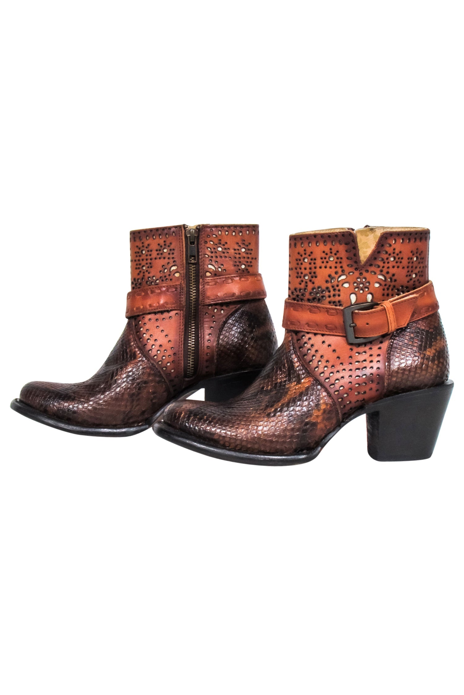 JB Dillion Tan & Brown Leather Short Boots - Size 7: Add Wild Flair to Your Fall!